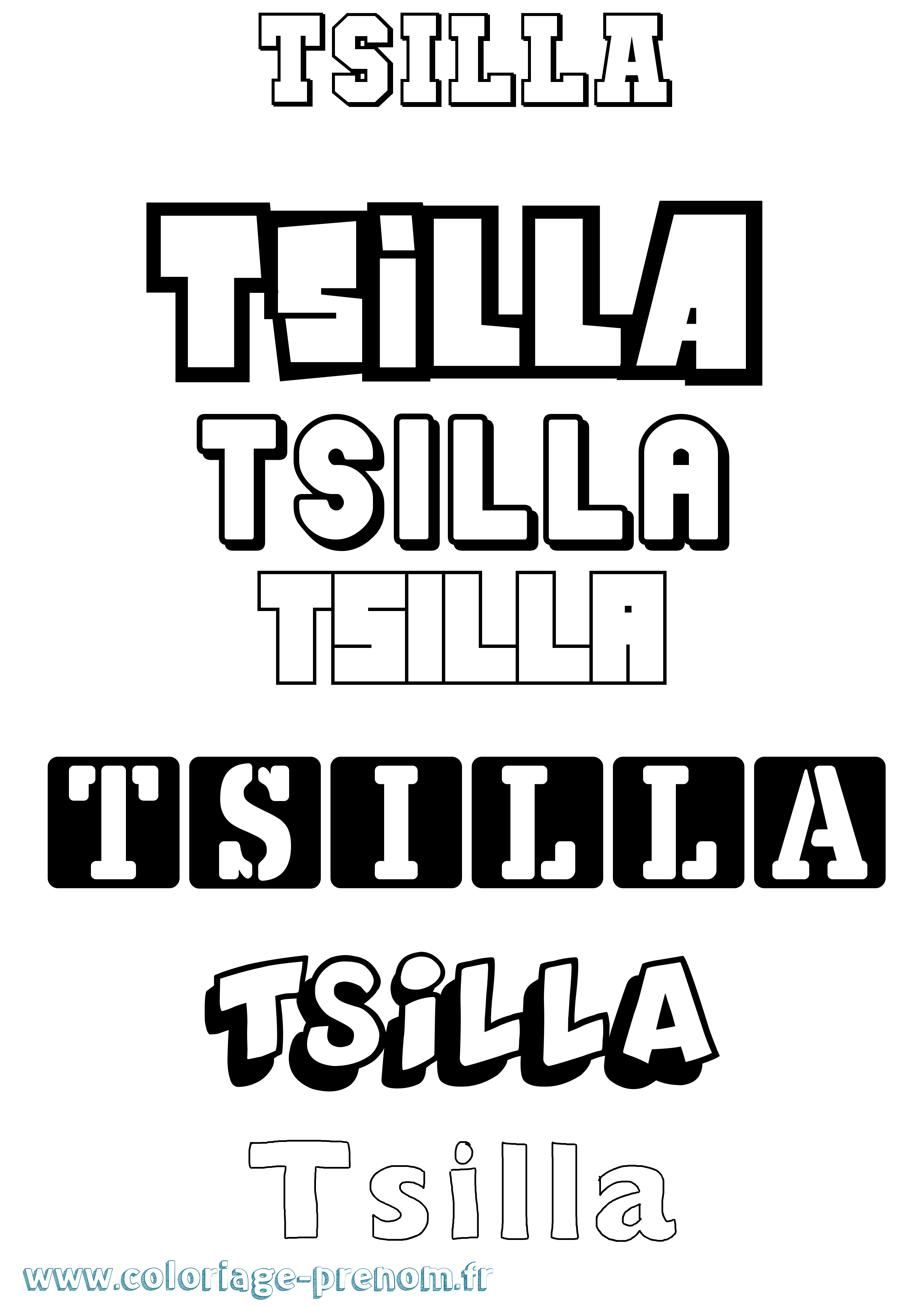 Coloriage Tsilla Simple Coloriage prénom Tsilla Simple