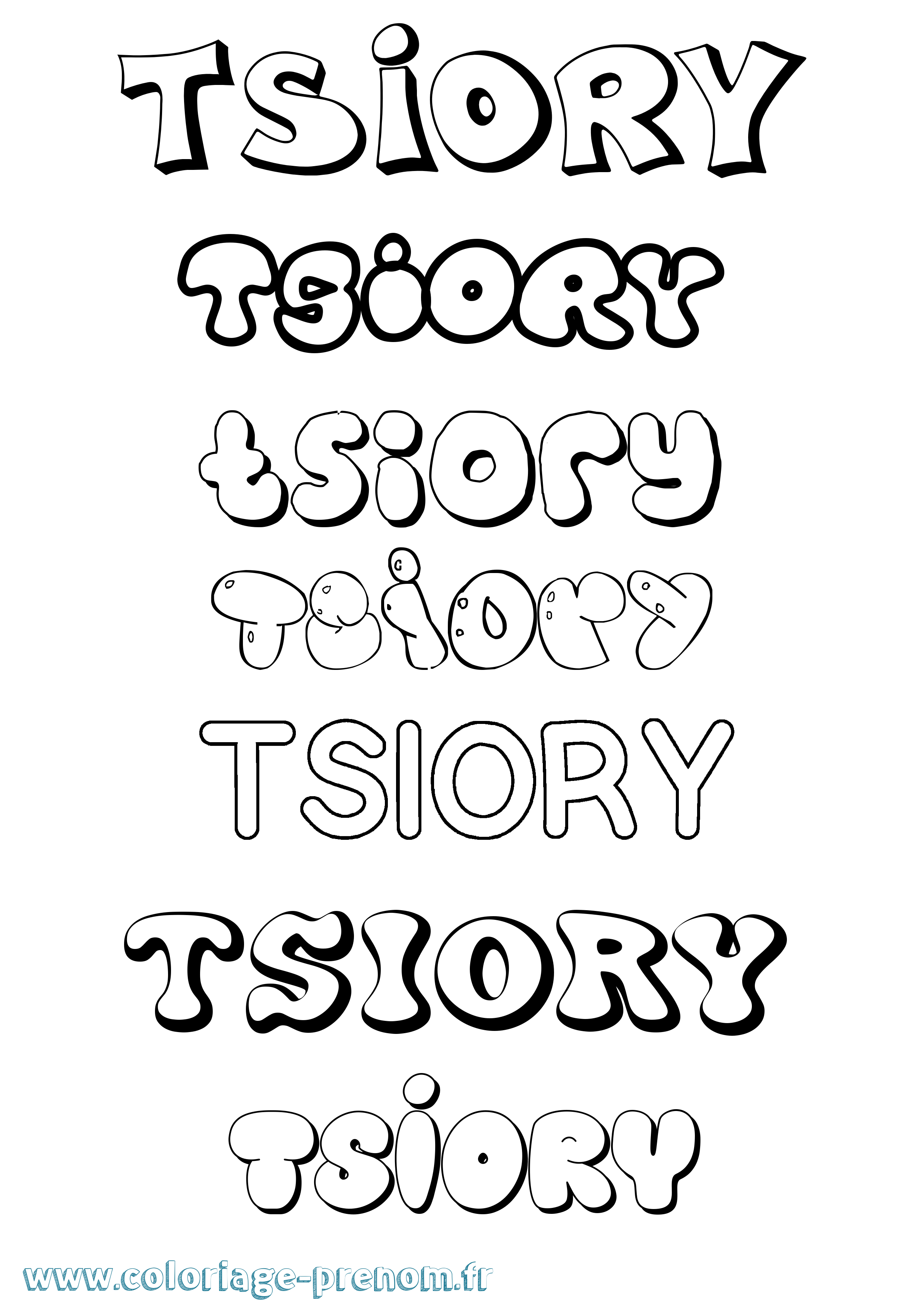 Coloriage Tsiory Bubble Coloriage prénom Tsiory Bubble