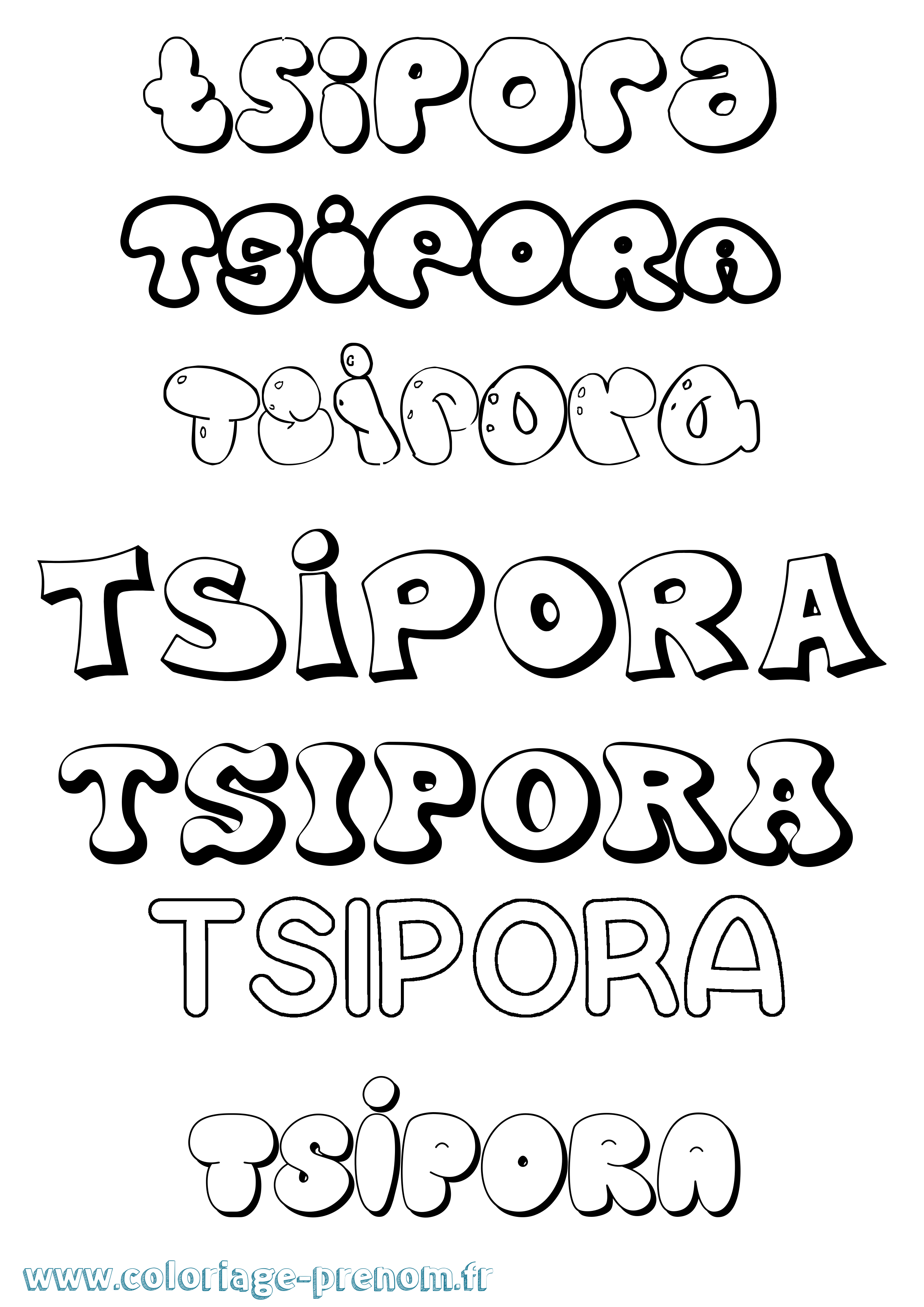 Coloriage Tsipora Bubble Coloriage prénom Tsipora Bubble