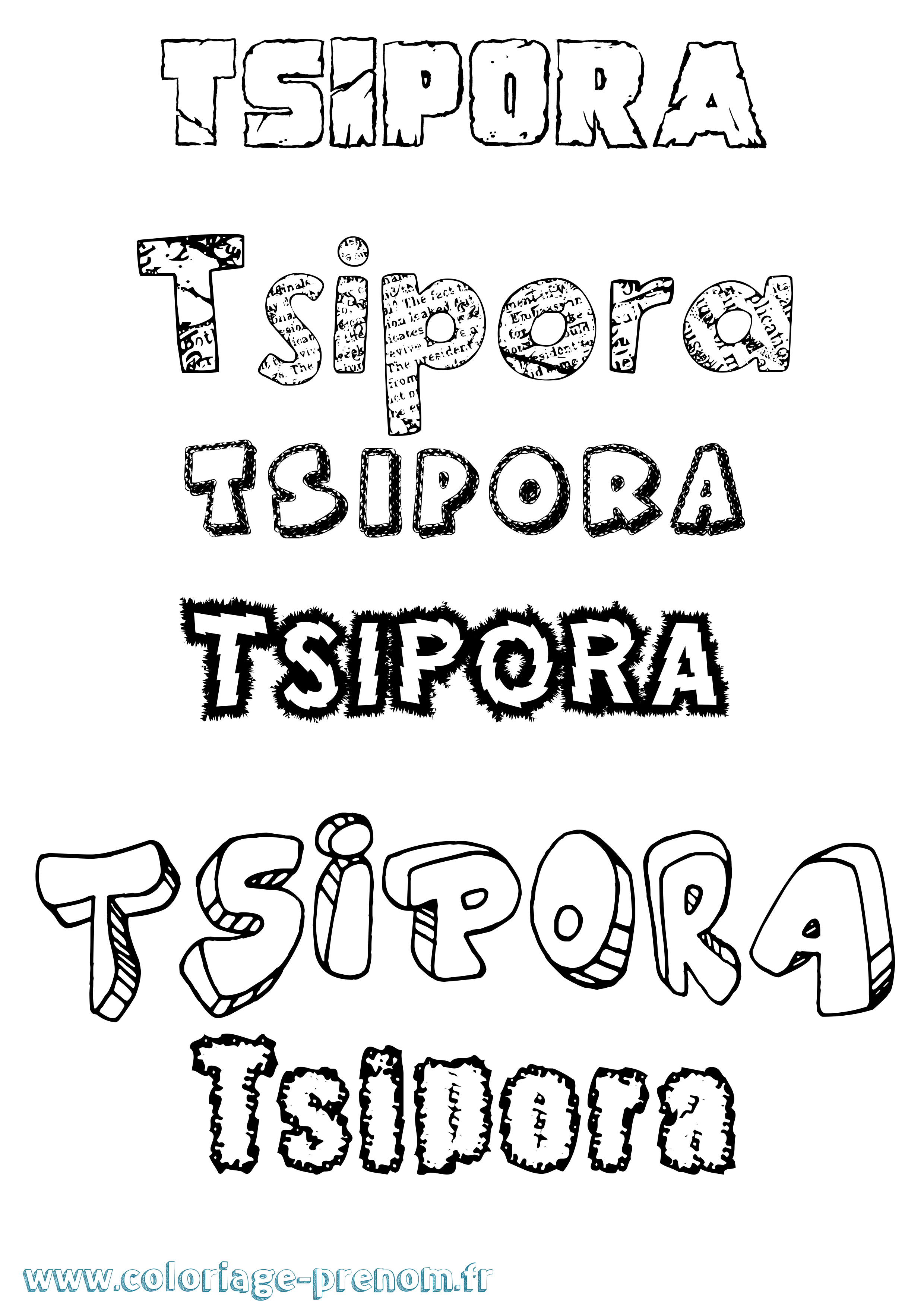 Coloriage Tsipora Destructuré Coloriage prénom Tsipora Destructuré