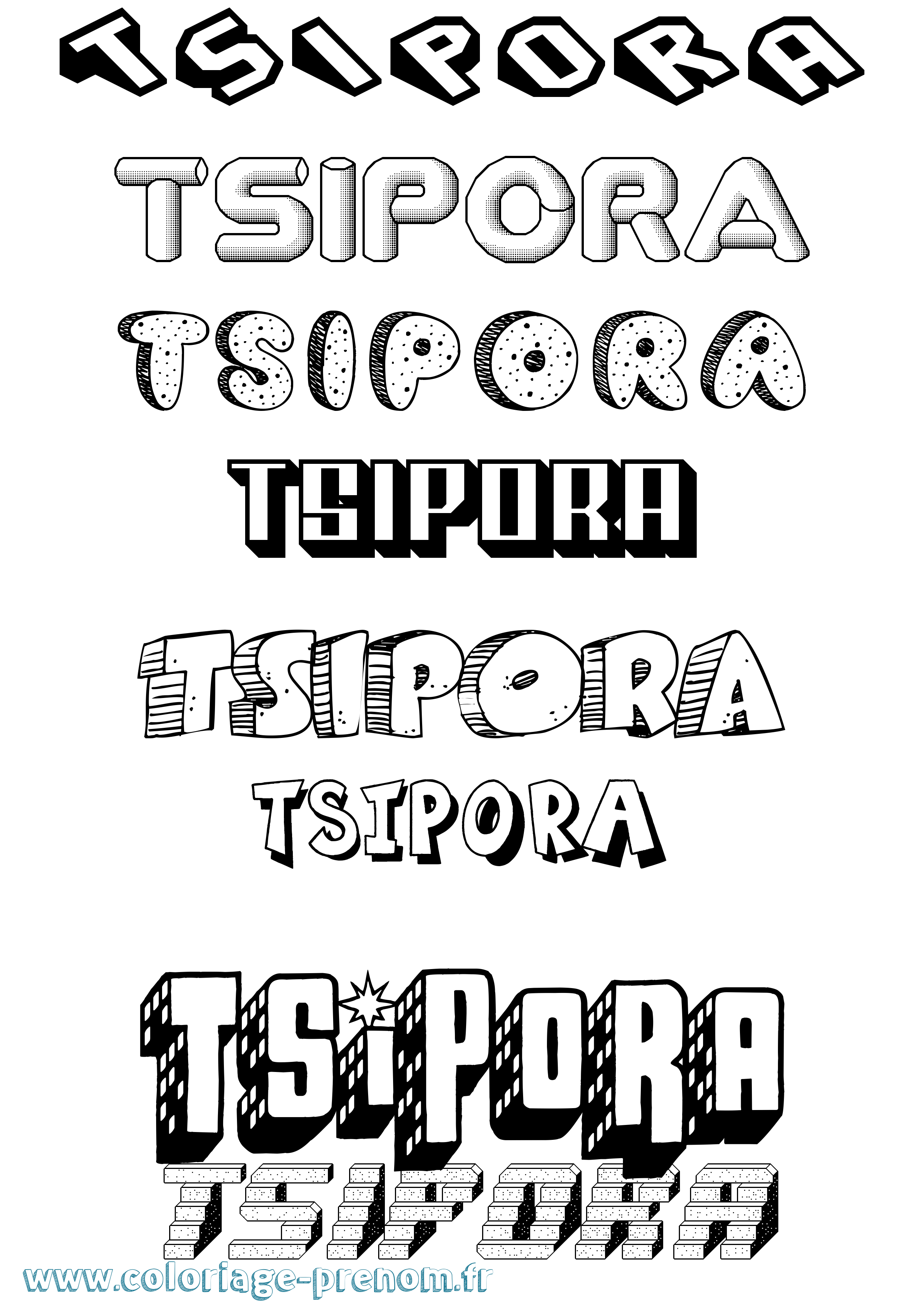 Coloriage Tsipora Effet 3D Coloriage prénom Tsipora Effet 3D