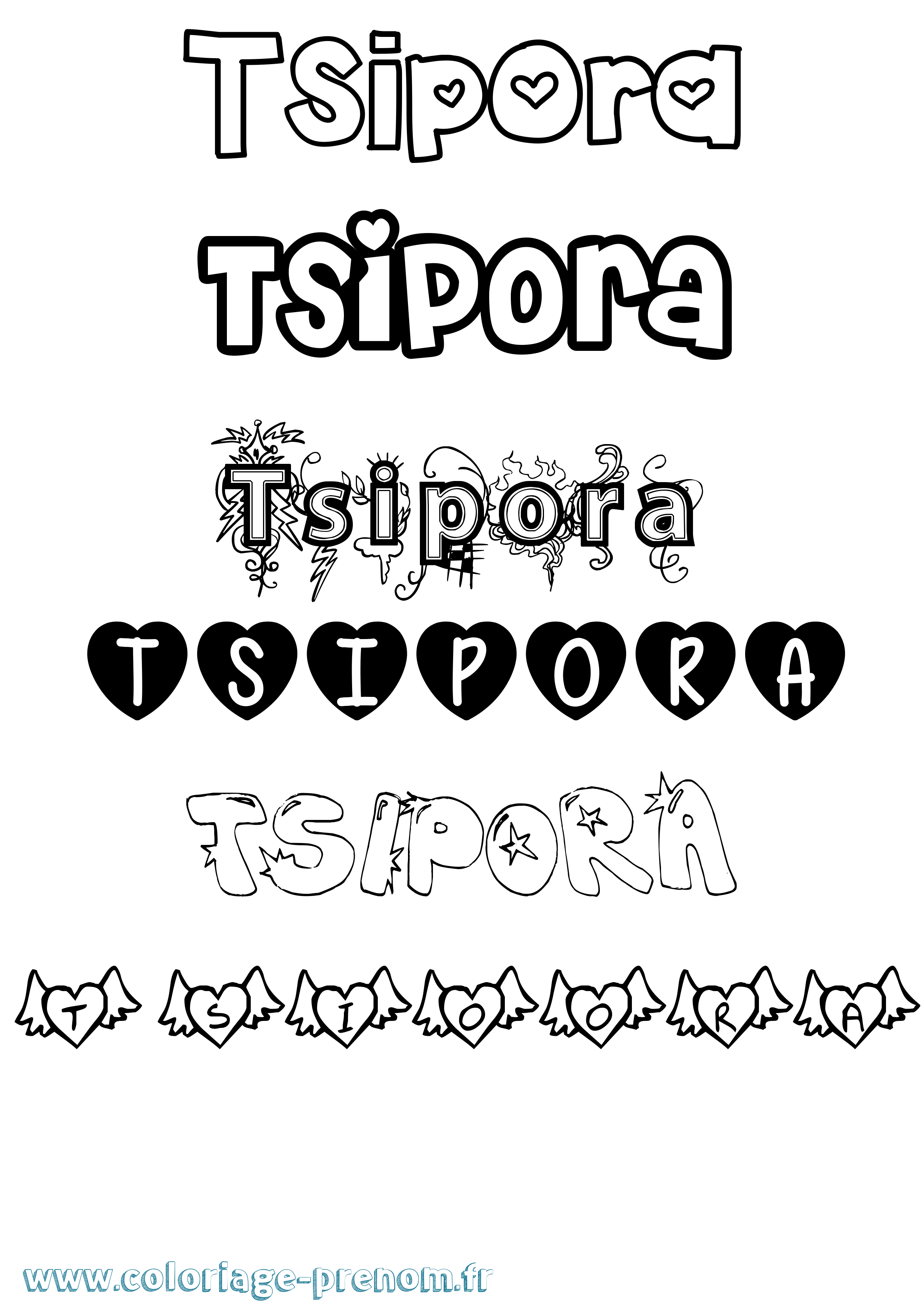 Coloriage Tsipora Girly Coloriage prénom Tsipora Girly