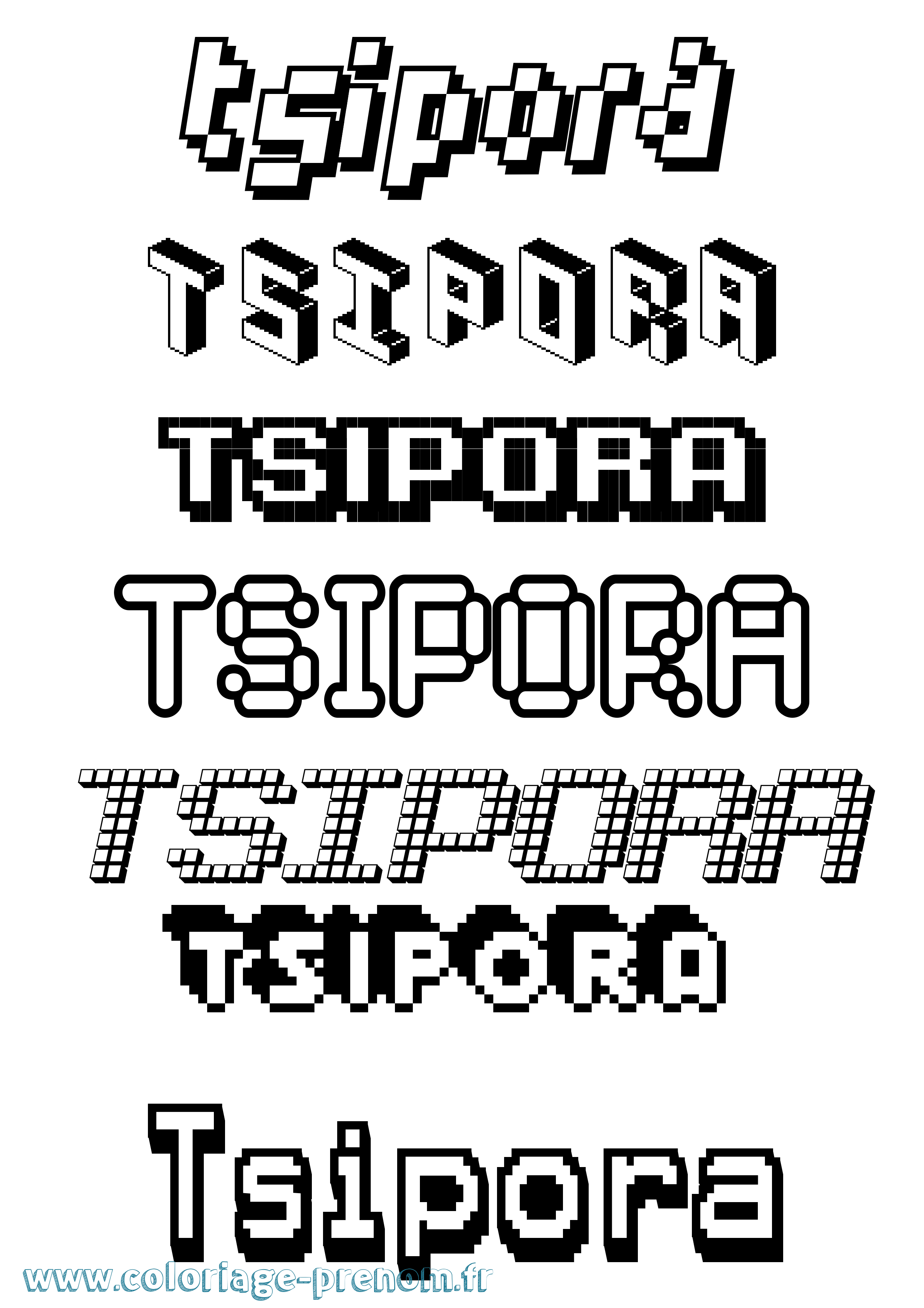Coloriage Tsipora Pixel Coloriage prénom Tsipora Pixel