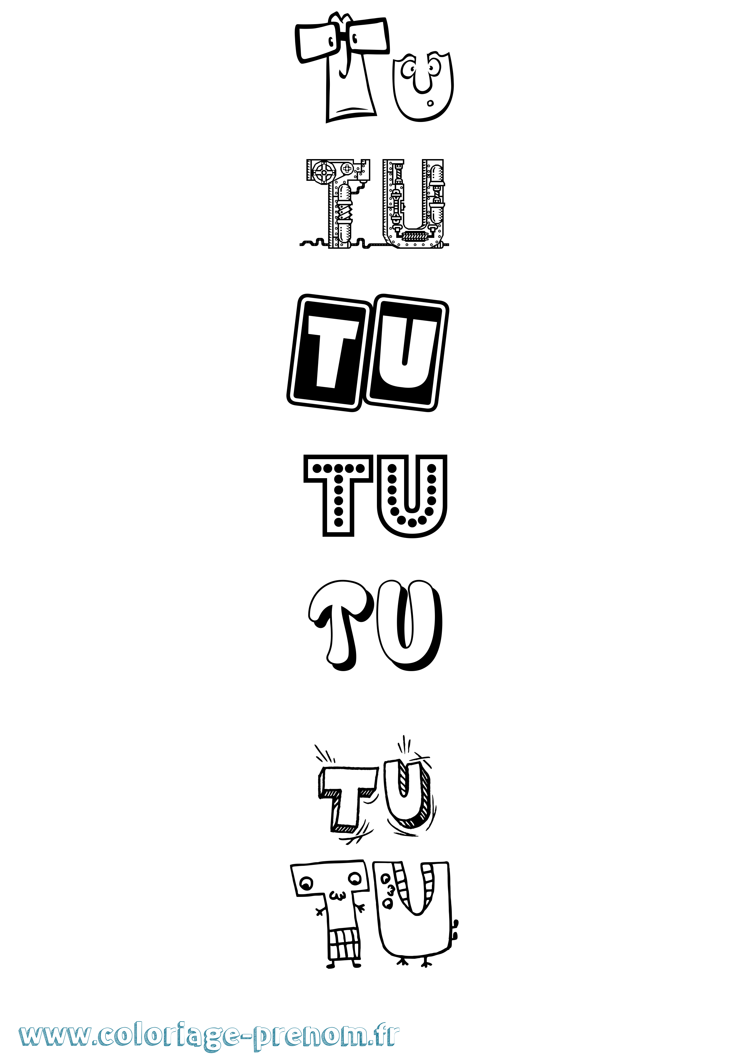 Coloriage Tu Fun Coloriage prénom Tu Fun