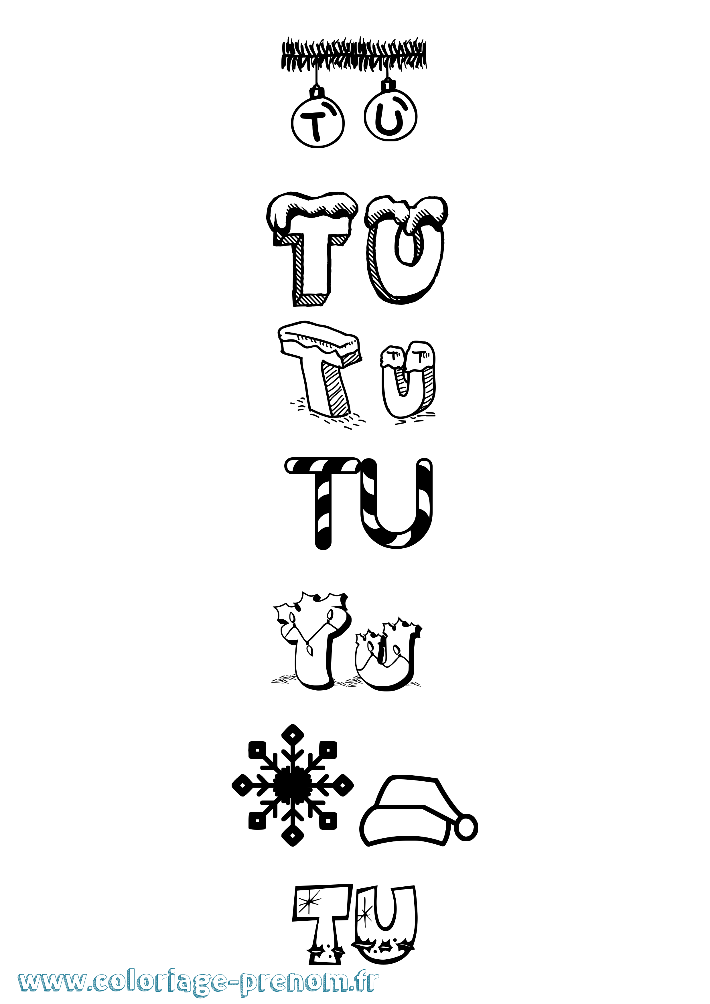 Coloriage Tu Noël Coloriage prénom Tu Noël
