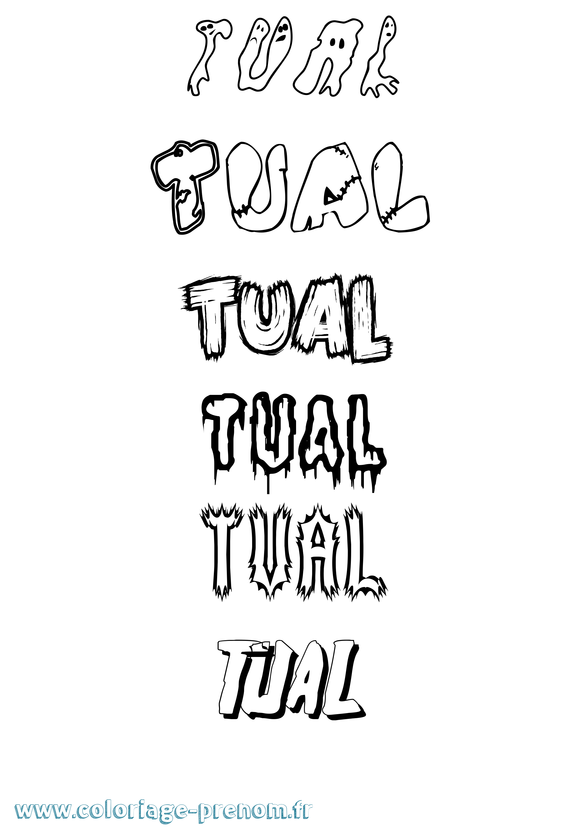 Coloriage Tual Frisson Coloriage prénom Tual Frisson