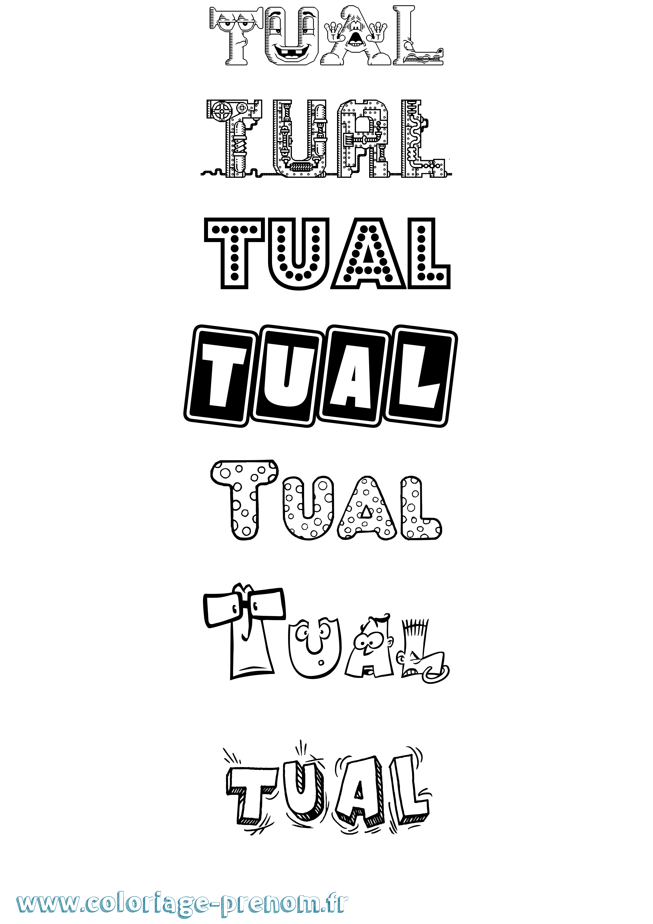 Coloriage Tual Fun Coloriage prénom Tual Fun