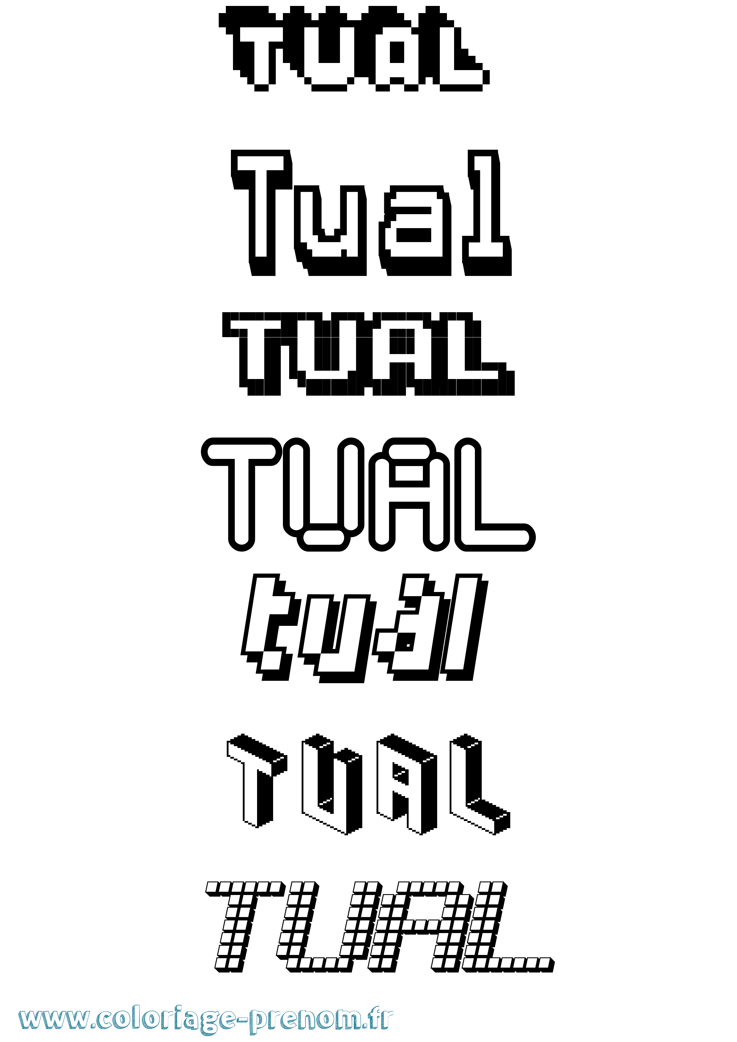 Coloriage Tual Pixel Coloriage prénom Tual Pixel