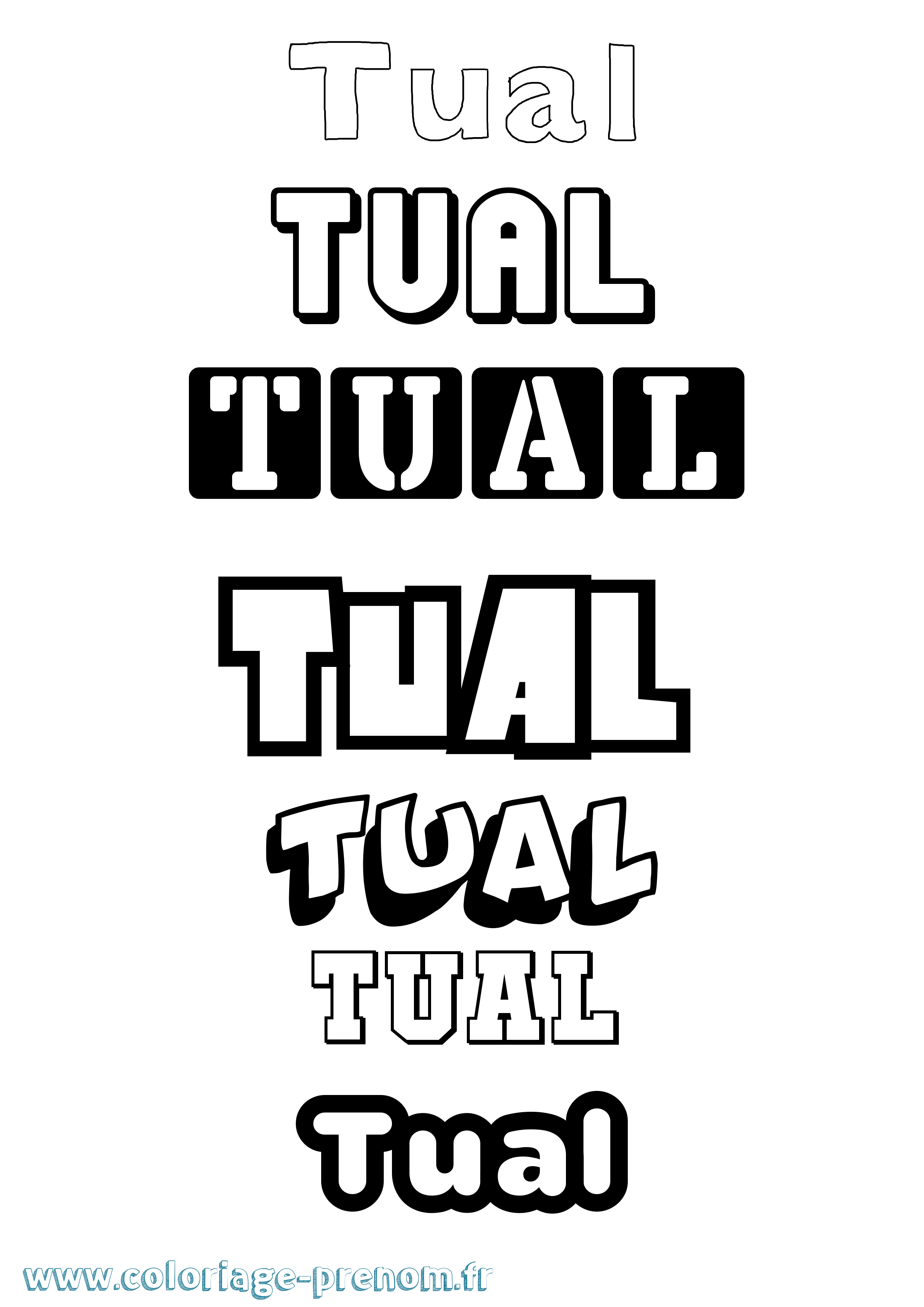 Coloriage Tual Simple Coloriage prénom Tual Simple