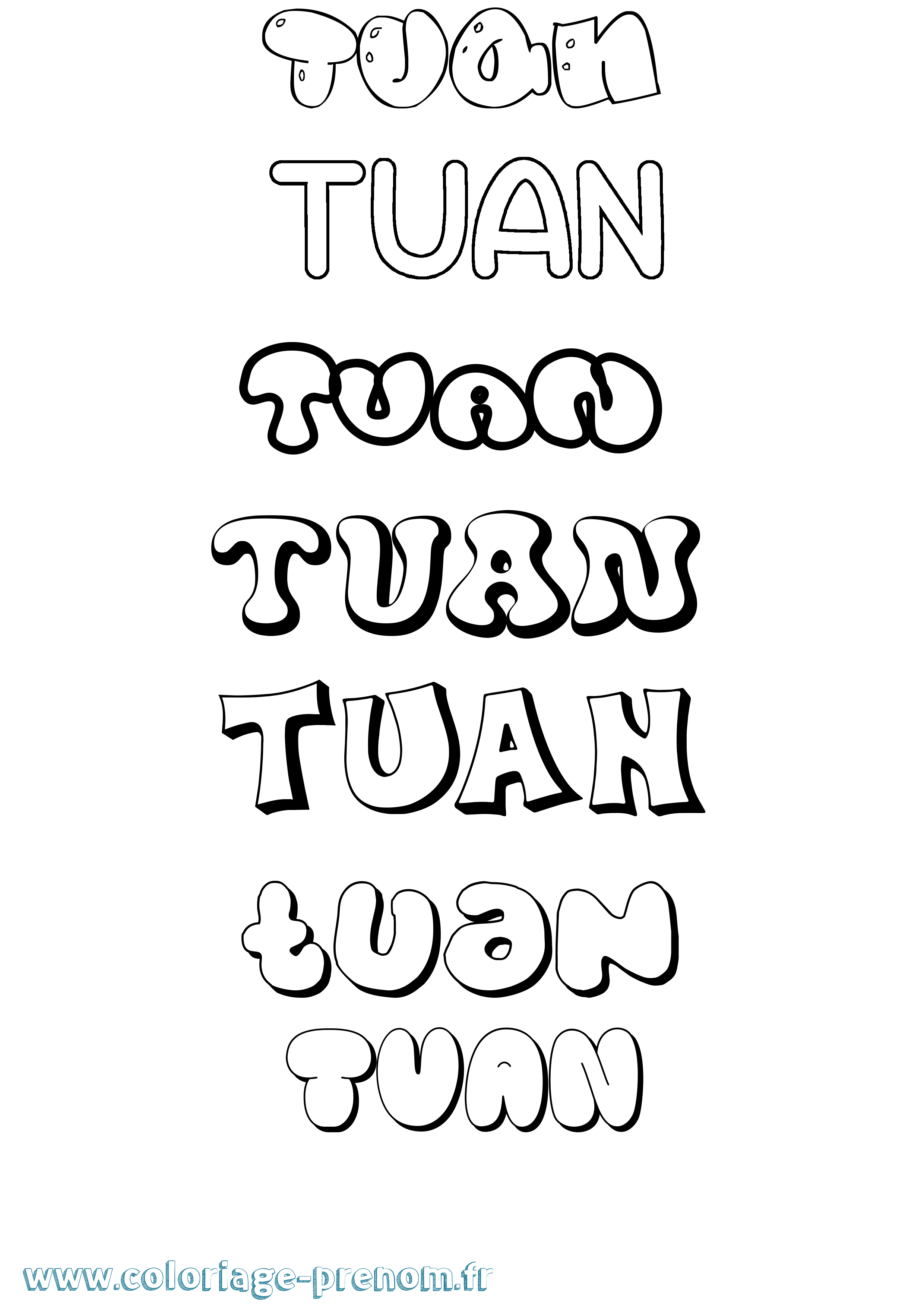 Coloriage Tuan Bubble Coloriage prénom Tuan Bubble