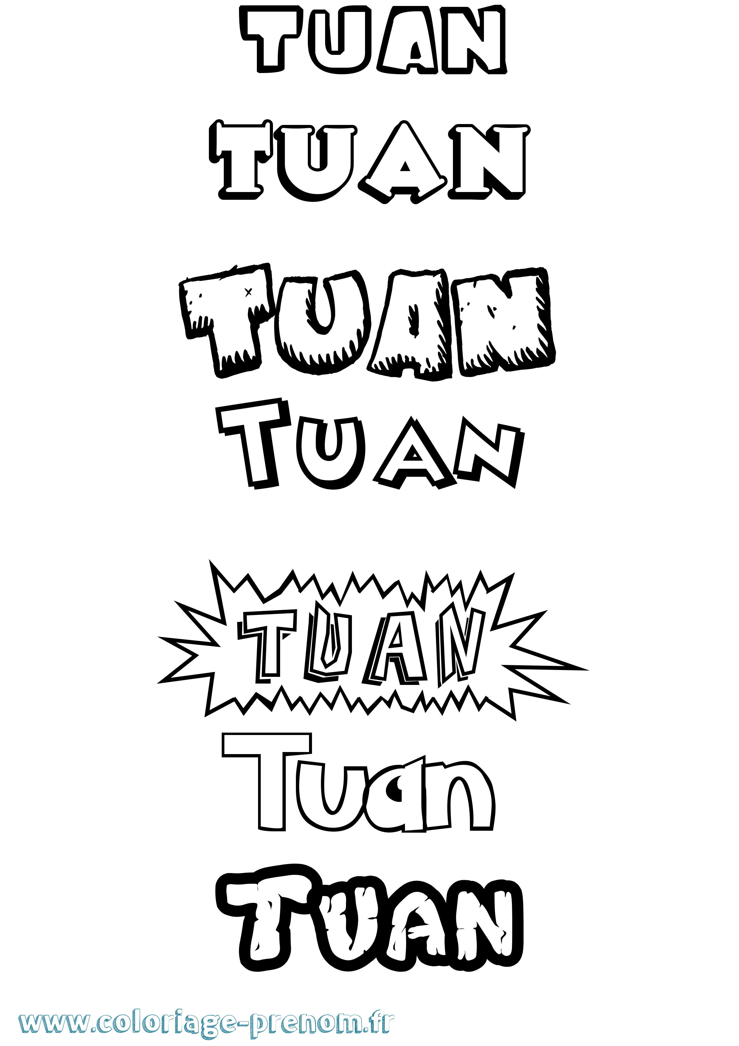 Coloriage Tuan Dessin Animé Coloriage prénom Tuan Dessin Animé