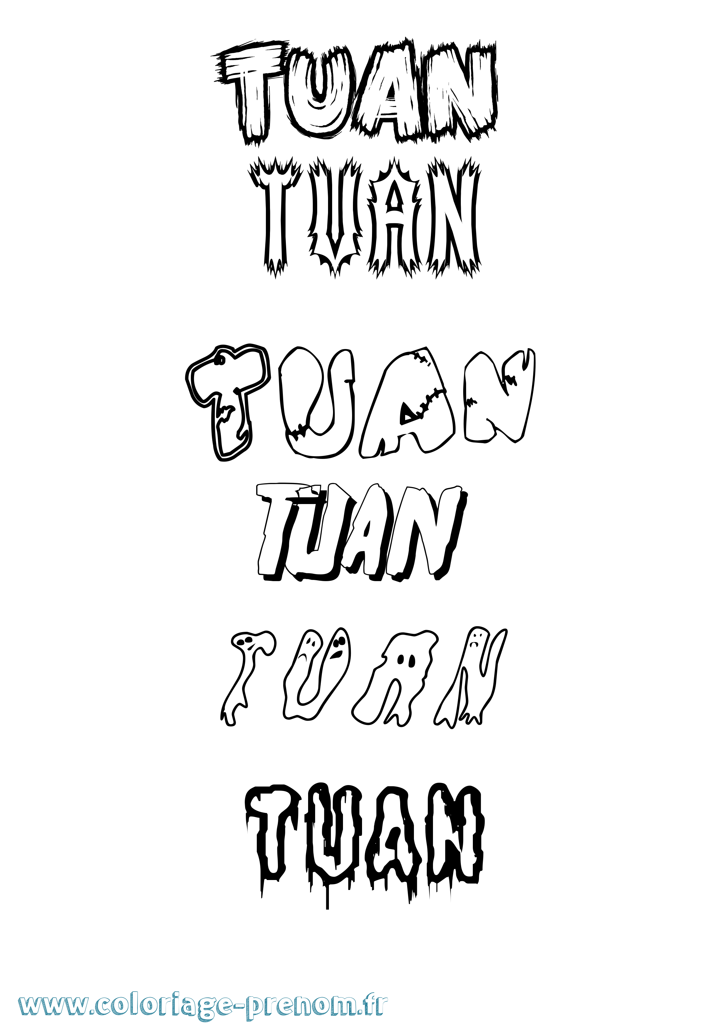 Coloriage Tuan Frisson Coloriage prénom Tuan Frisson