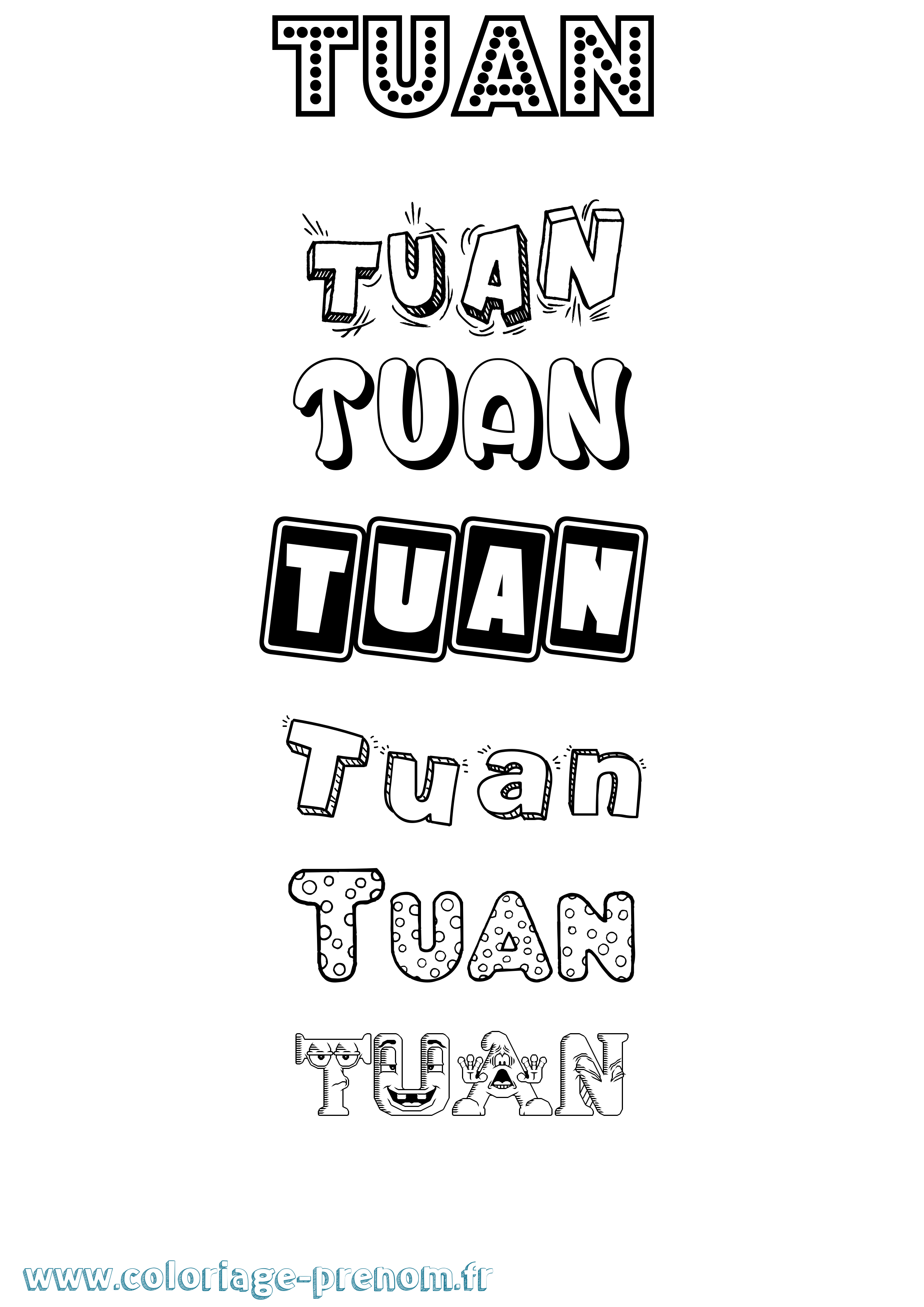 Coloriage Tuan Fun Coloriage prénom Tuan Fun