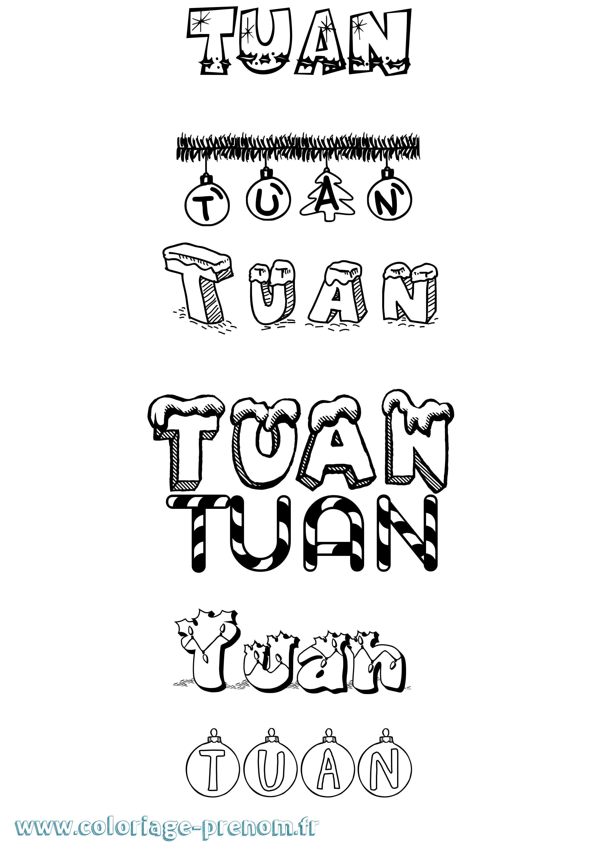 Coloriage Tuan Noël Coloriage prénom Tuan Noël