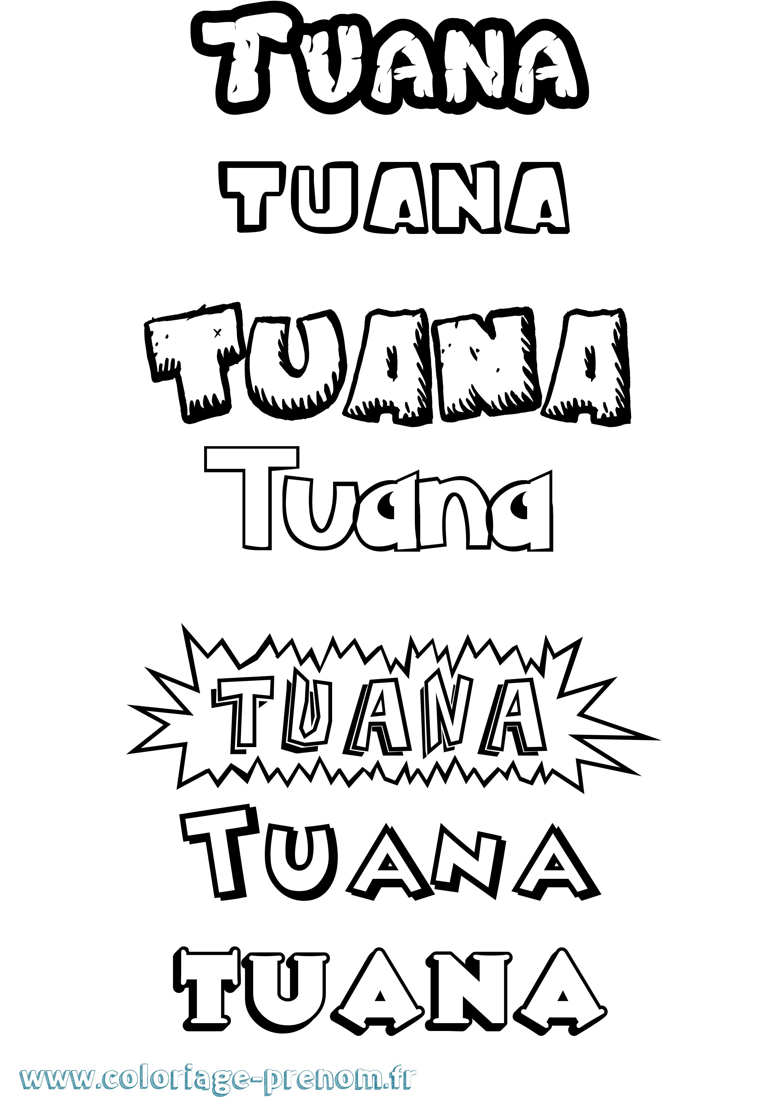 Coloriage Tuana Dessin Animé Coloriage prénom Tuana Dessin Animé