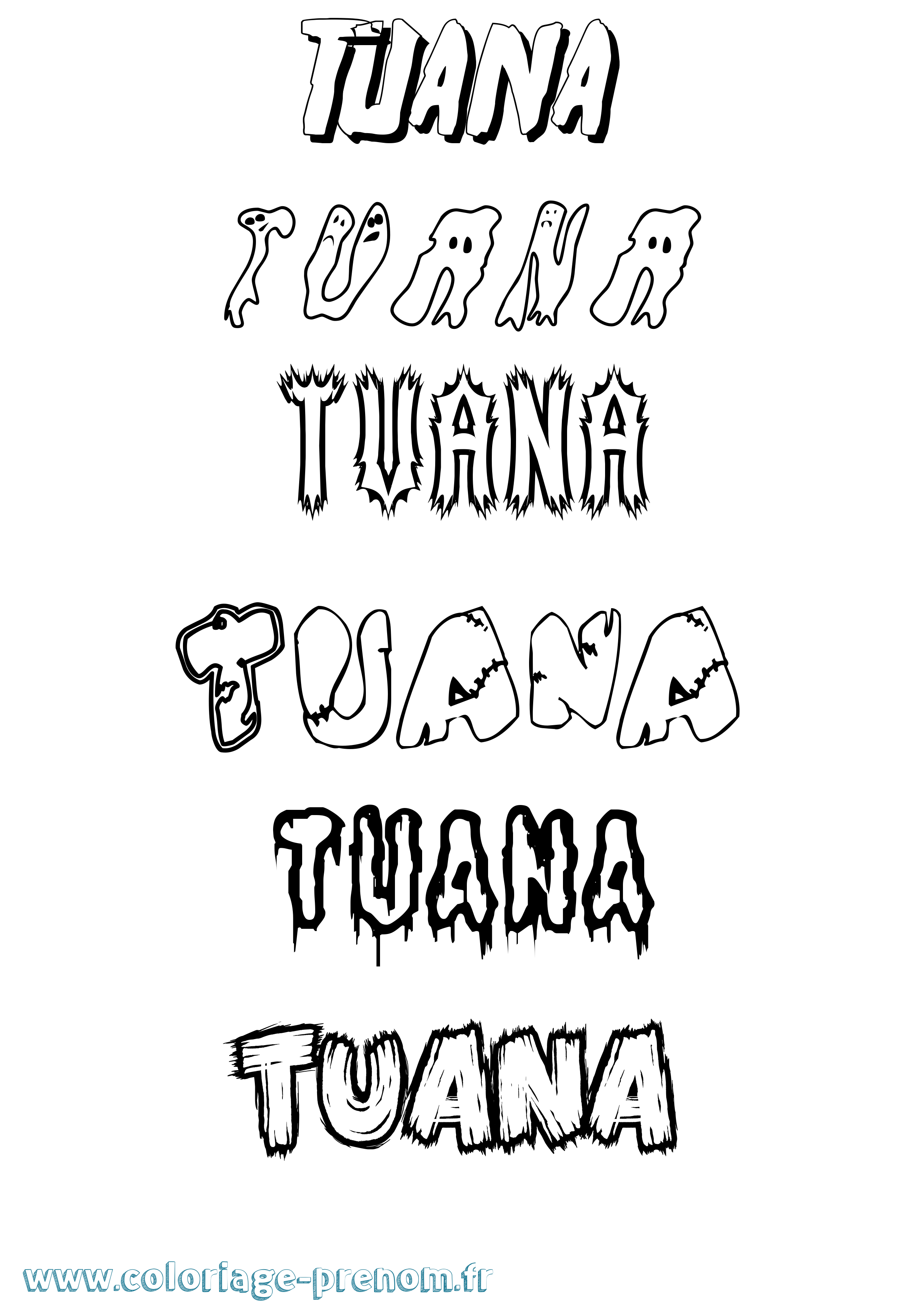 Coloriage Tuana Frisson Coloriage prénom Tuana Frisson