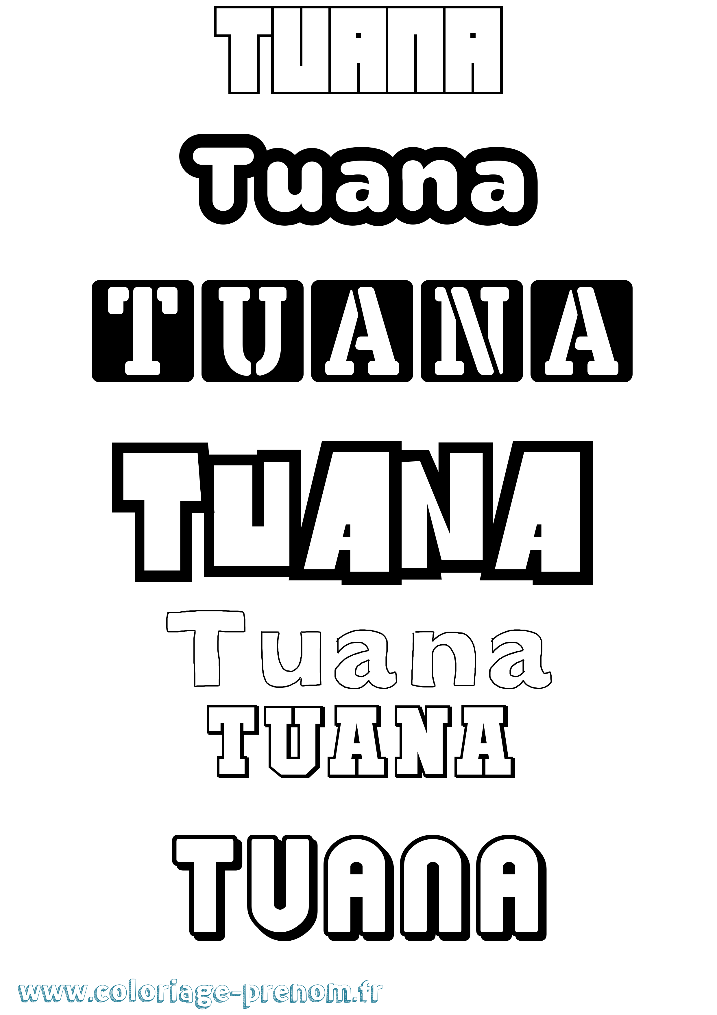 Coloriage Tuana Simple Coloriage prénom Tuana Simple