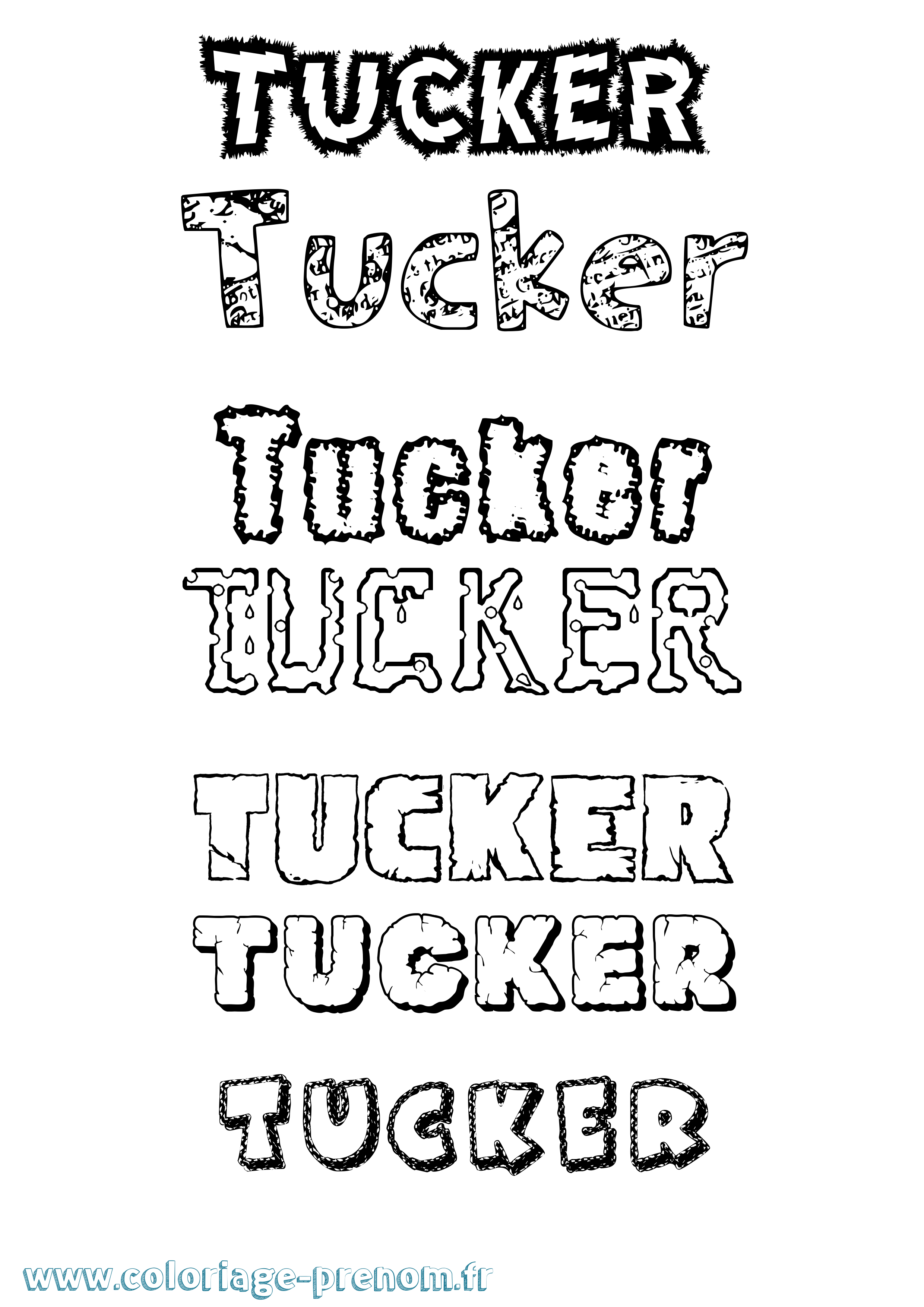 Coloriage Tucker Destructuré Coloriage prénom Tucker Destructuré