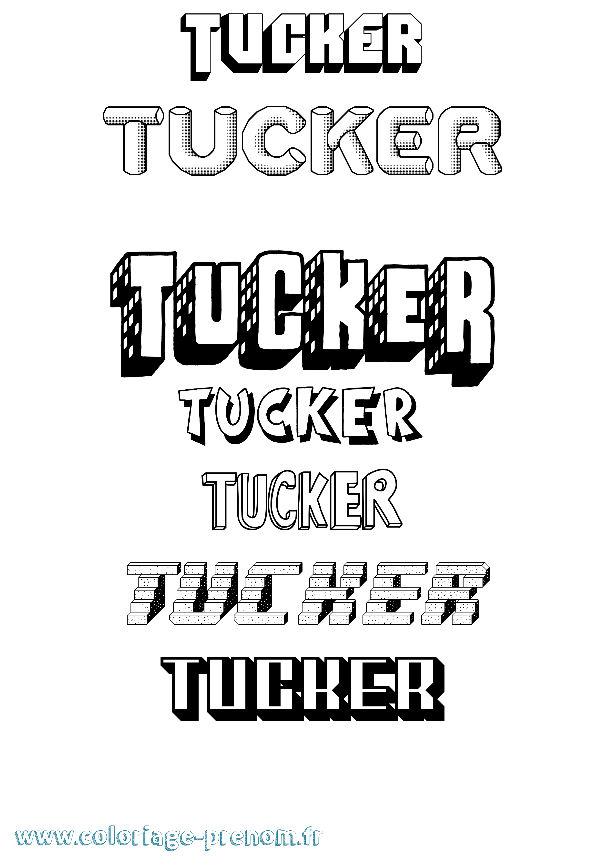 Coloriage Tucker Effet 3D Coloriage prénom Tucker Effet 3D
