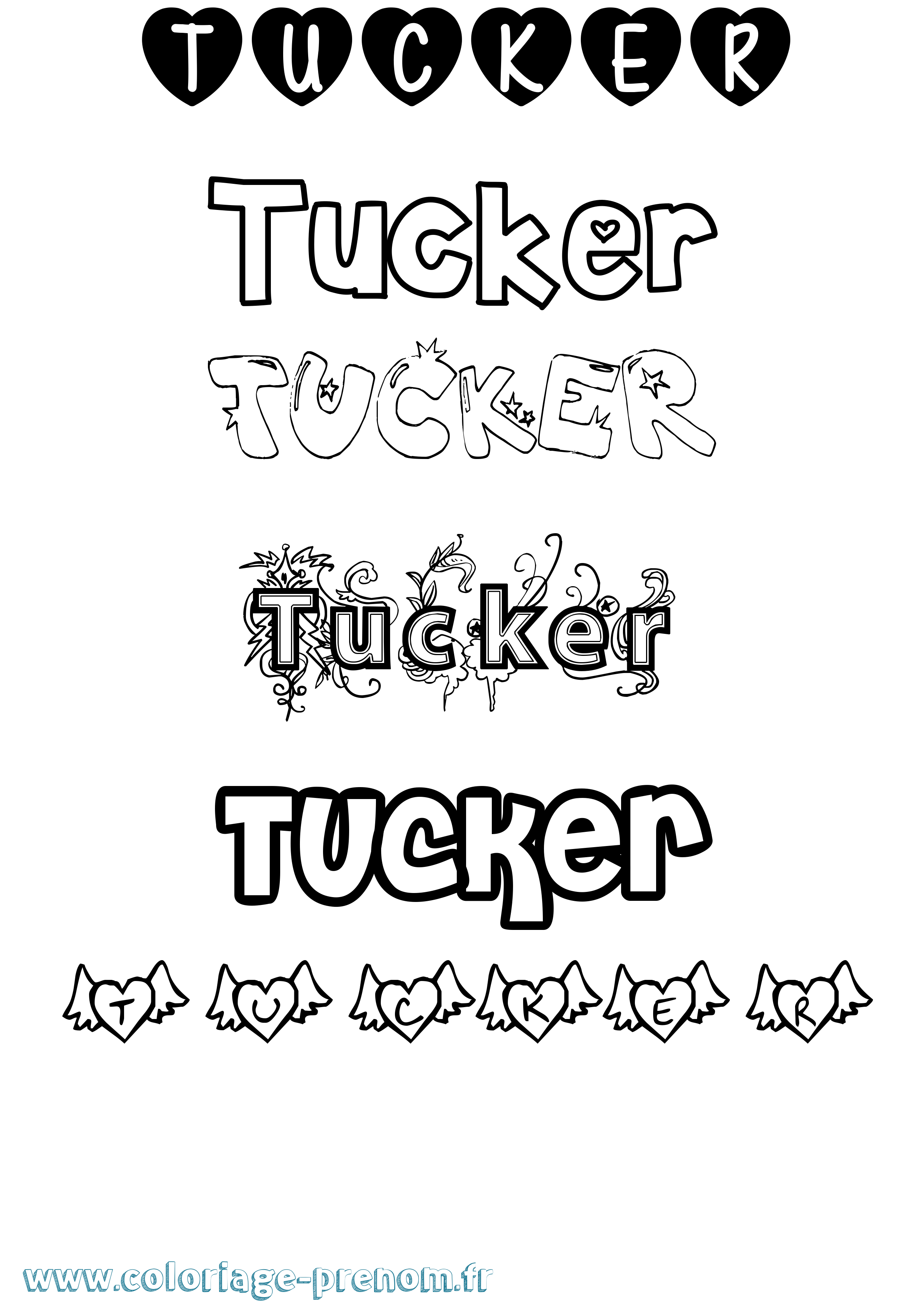 Coloriage Tucker Girly Coloriage prénom Tucker Girly