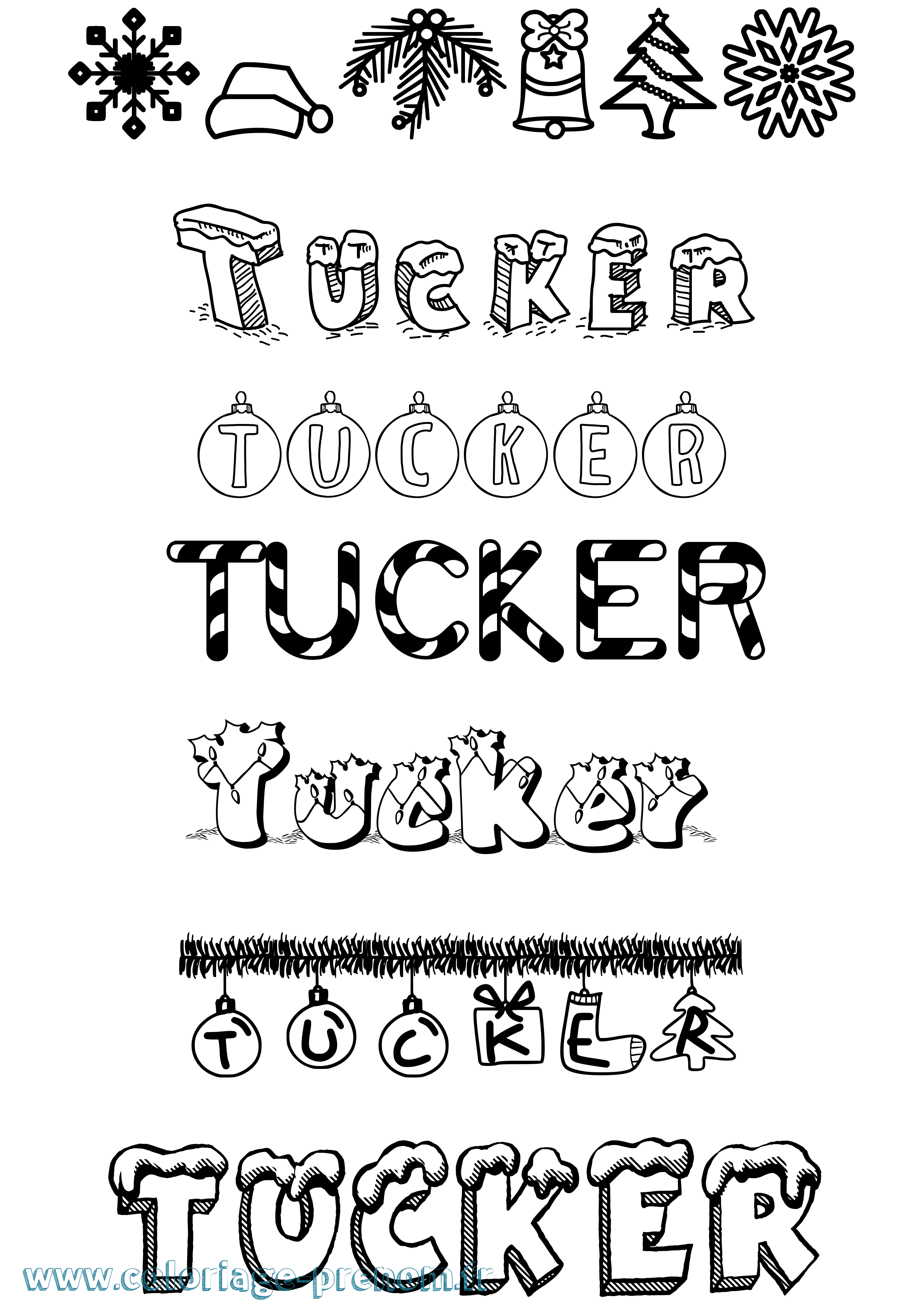 Coloriage Tucker Noël Coloriage prénom Tucker Noël