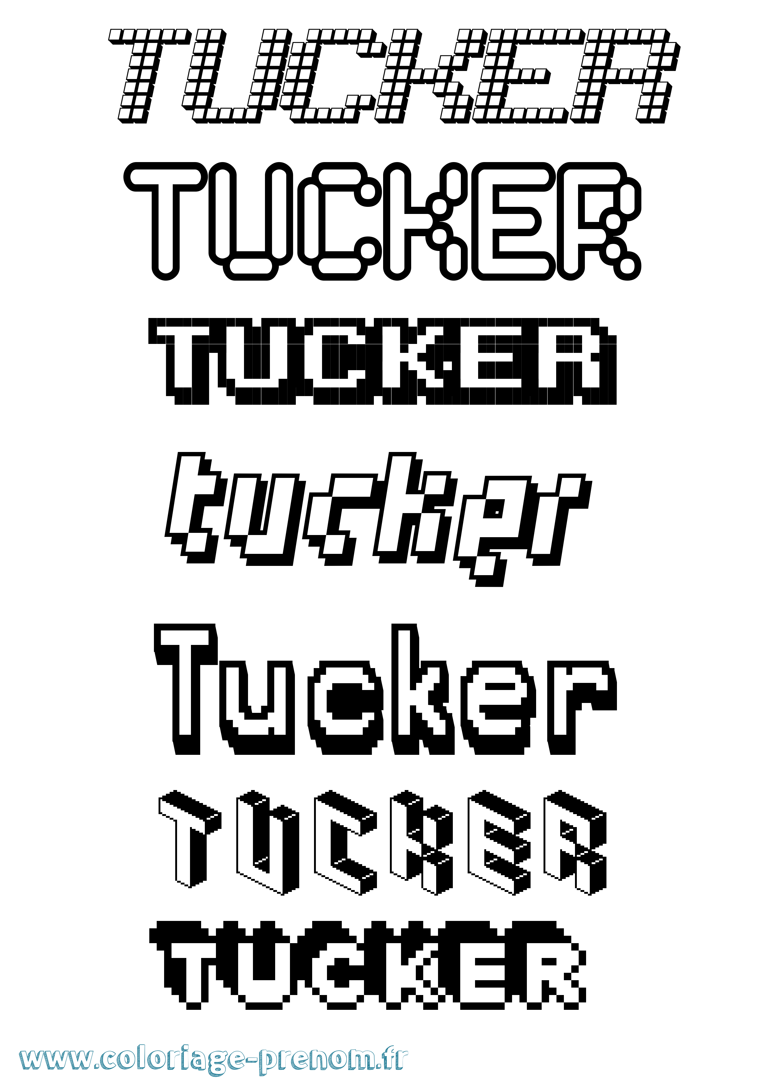 Coloriage Tucker Pixel Coloriage prénom Tucker Pixel