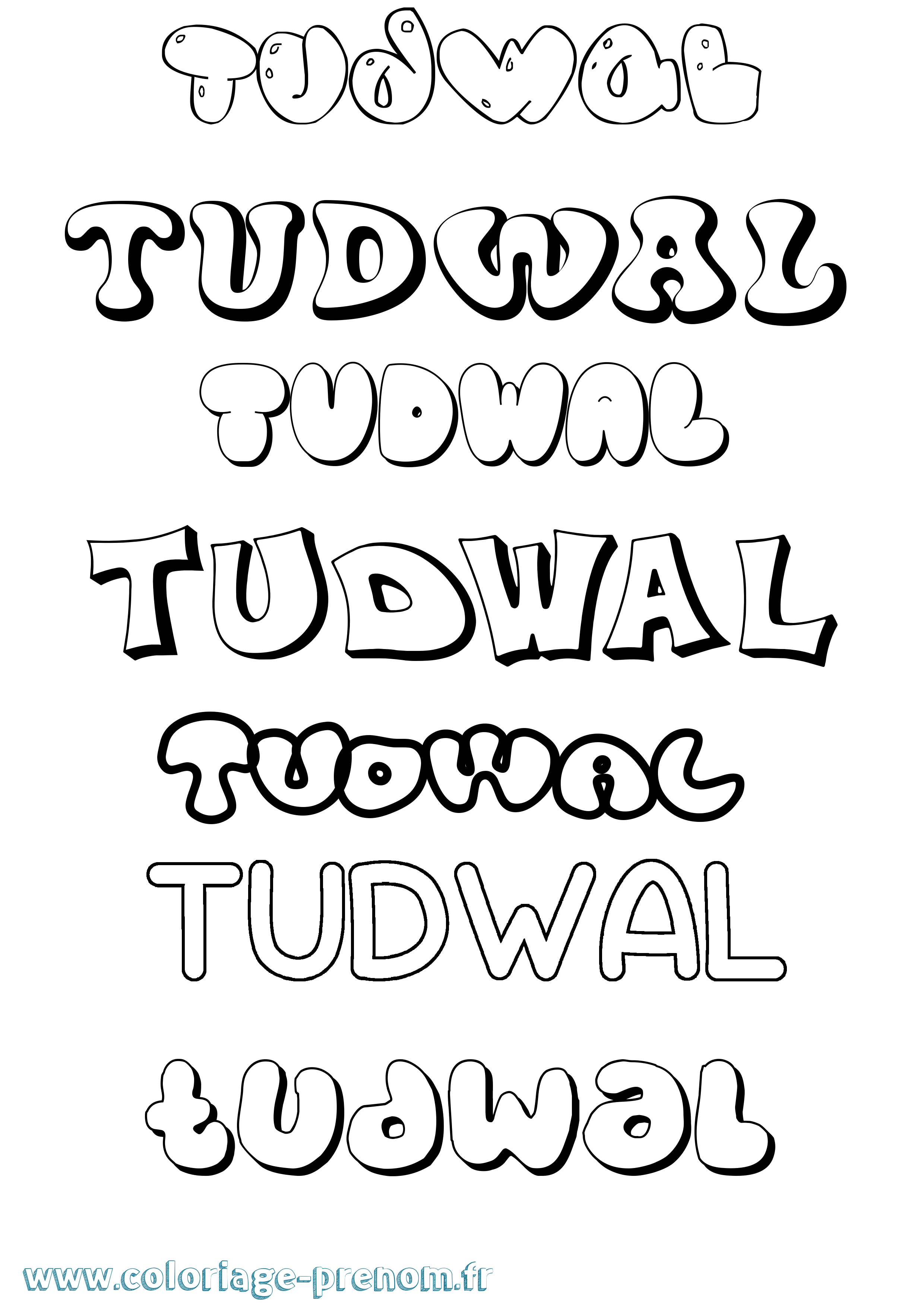 Coloriage Tudwal Bubble Coloriage prénom Tudwal Bubble