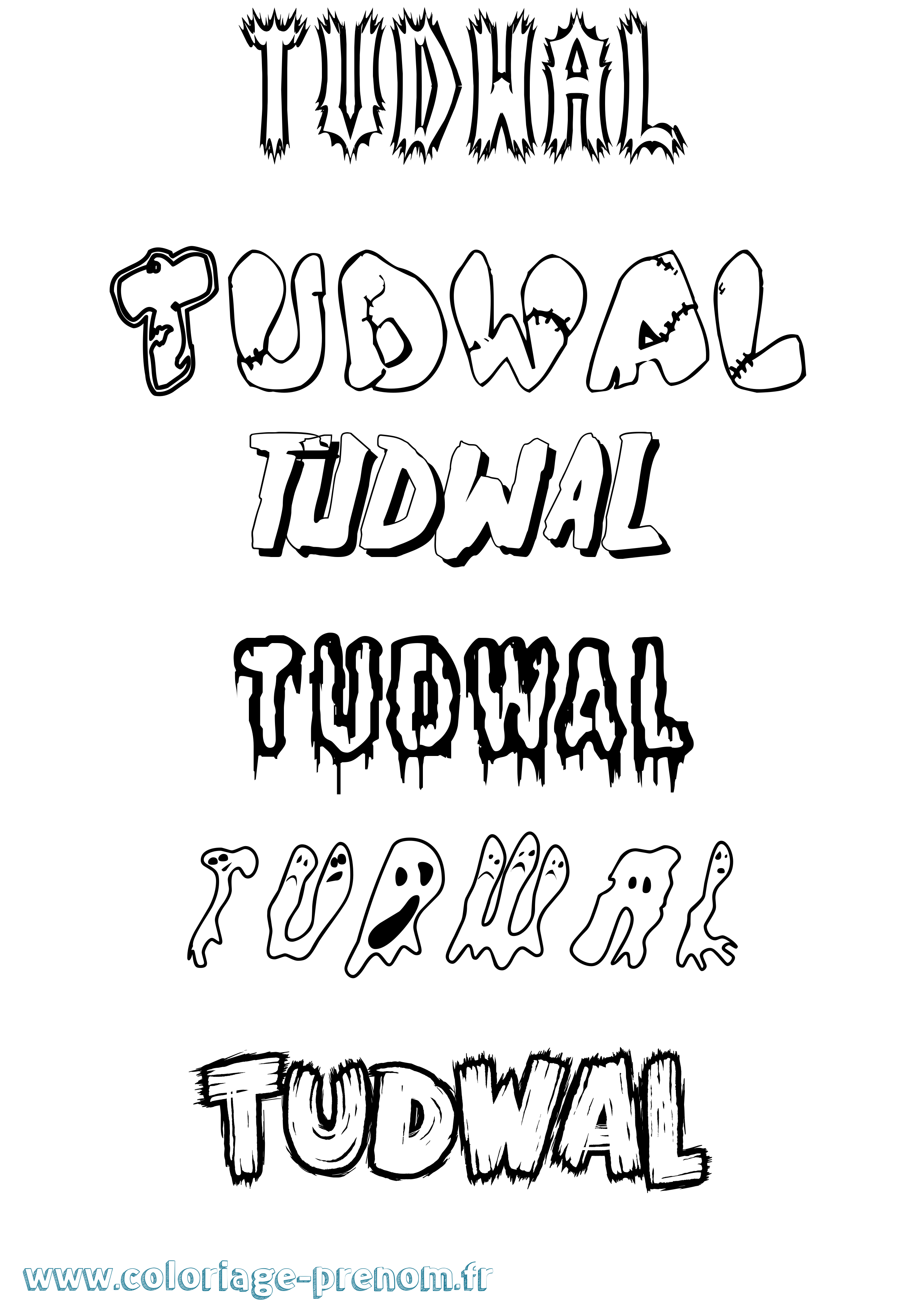 Coloriage Tudwal Frisson Coloriage prénom Tudwal Frisson