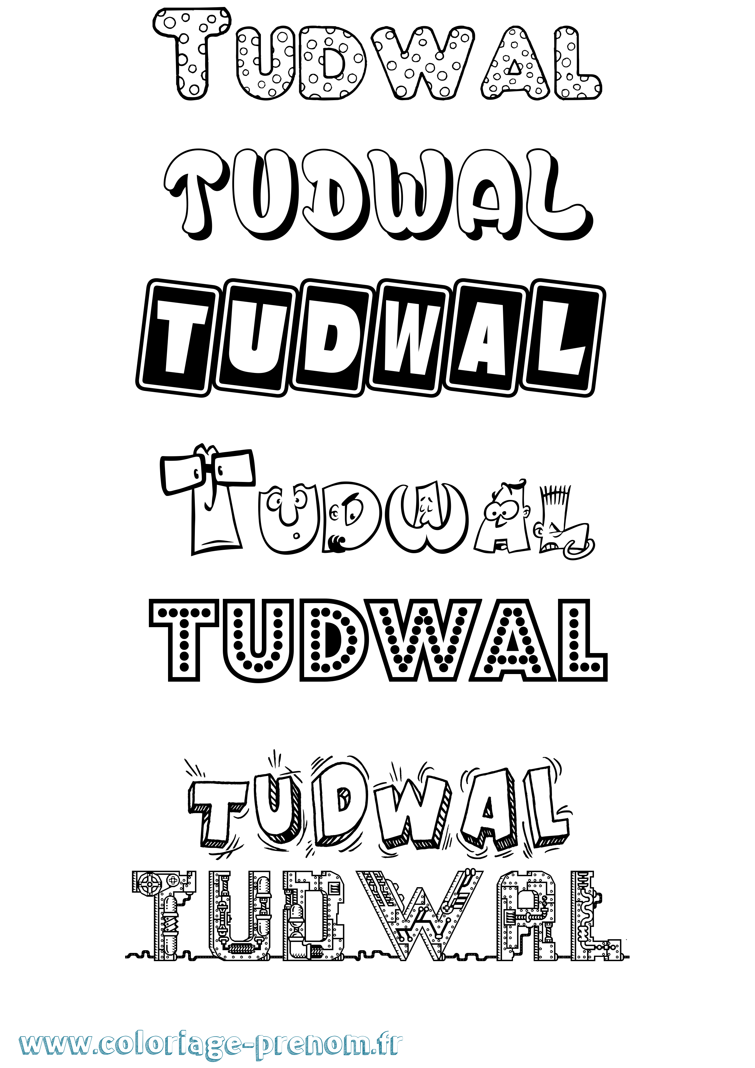 Coloriage Tudwal Fun Coloriage prénom Tudwal Fun