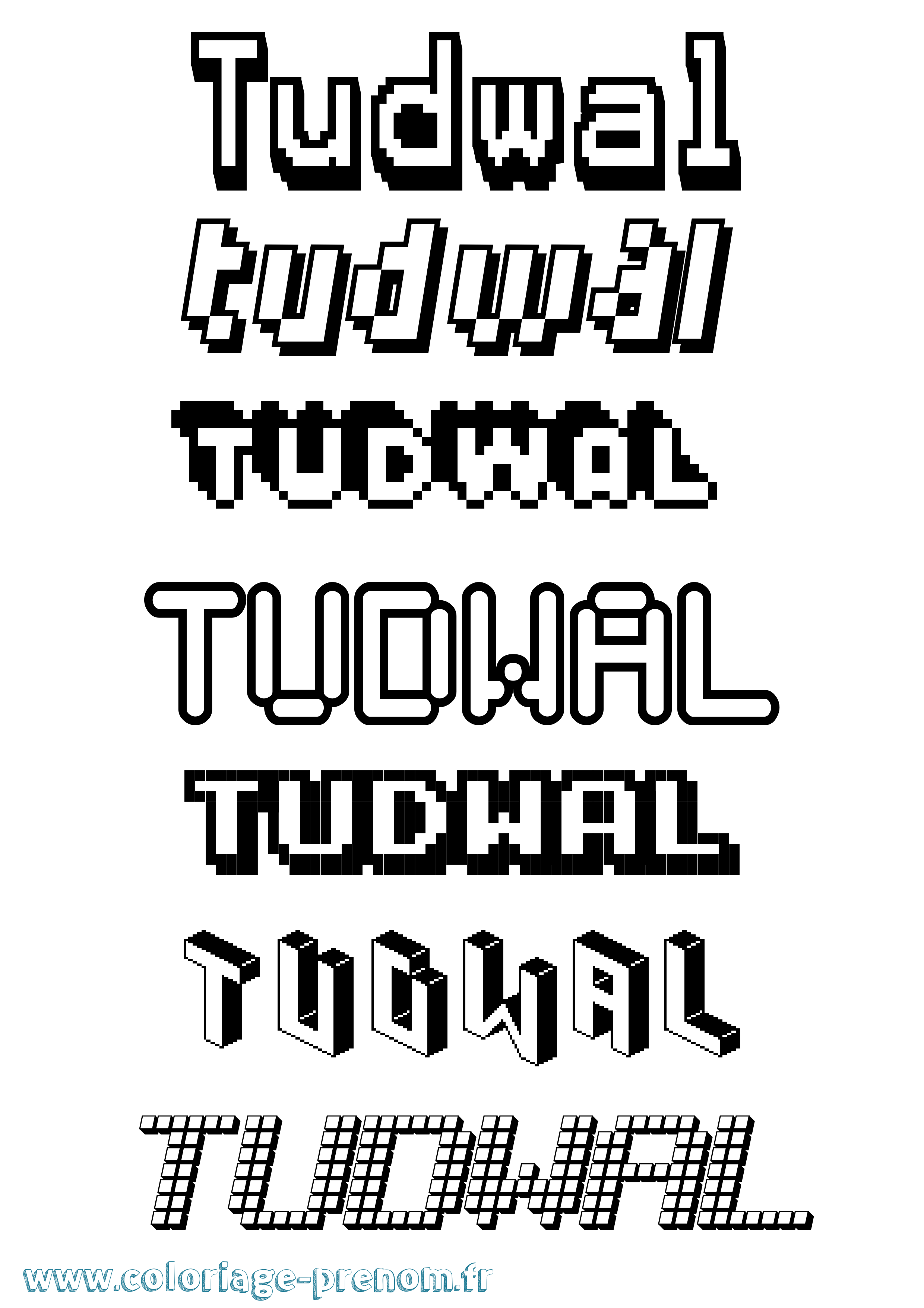 Coloriage Tudwal Pixel Coloriage prénom Tudwal Pixel