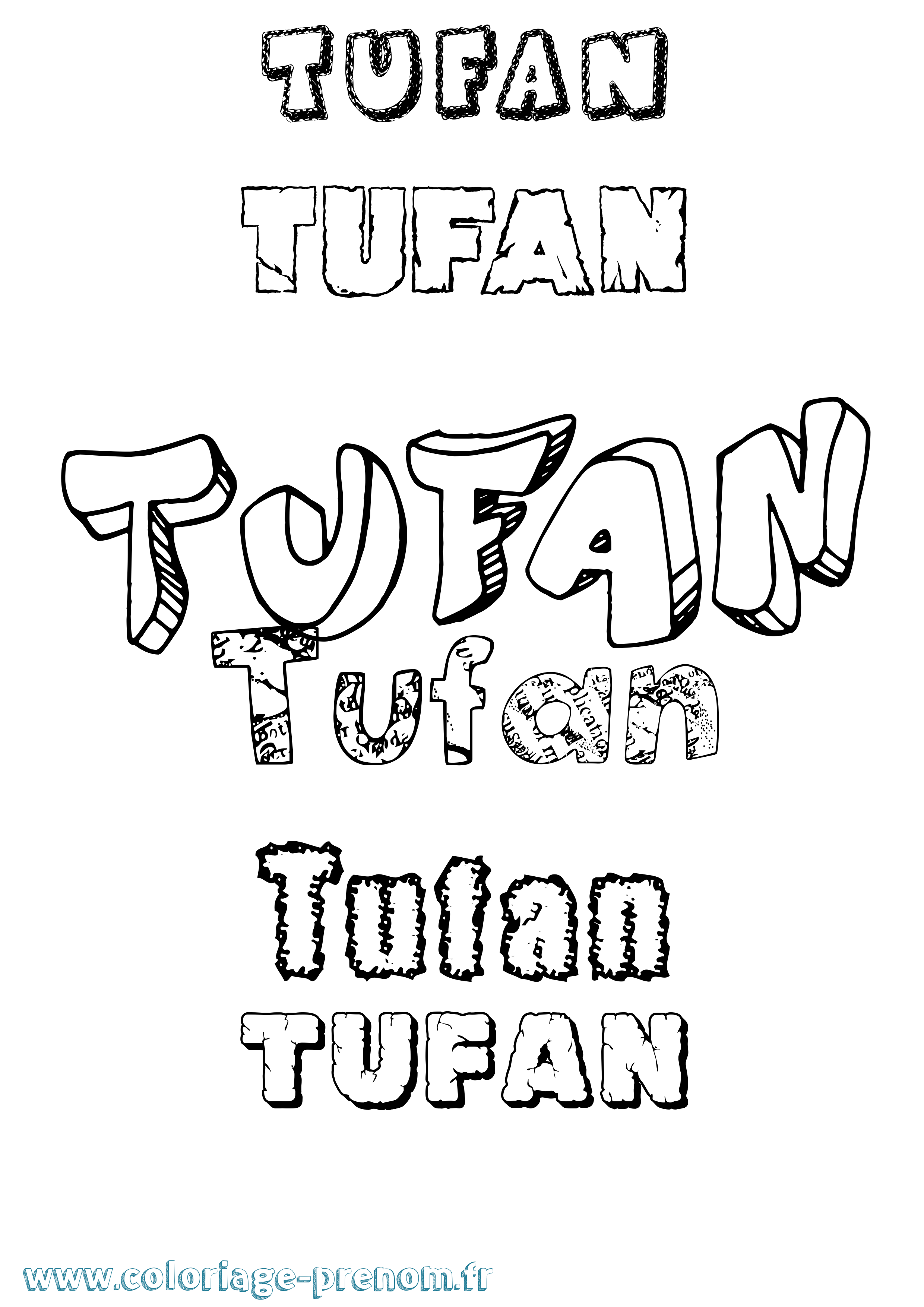 Coloriage Tufan Destructuré Coloriage prénom Tufan Destructuré
