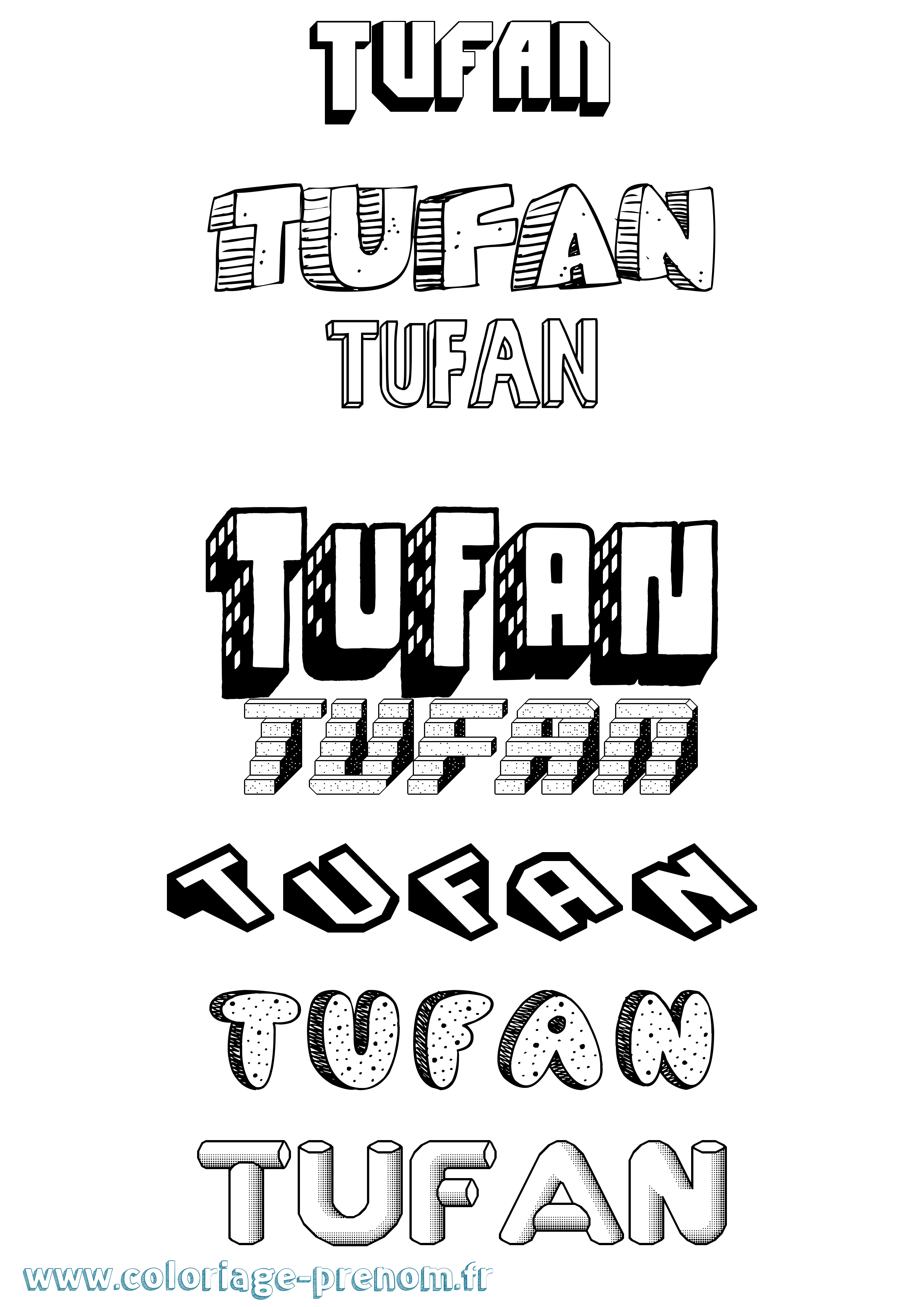 Coloriage Tufan Effet 3D Coloriage prénom Tufan Effet 3D
