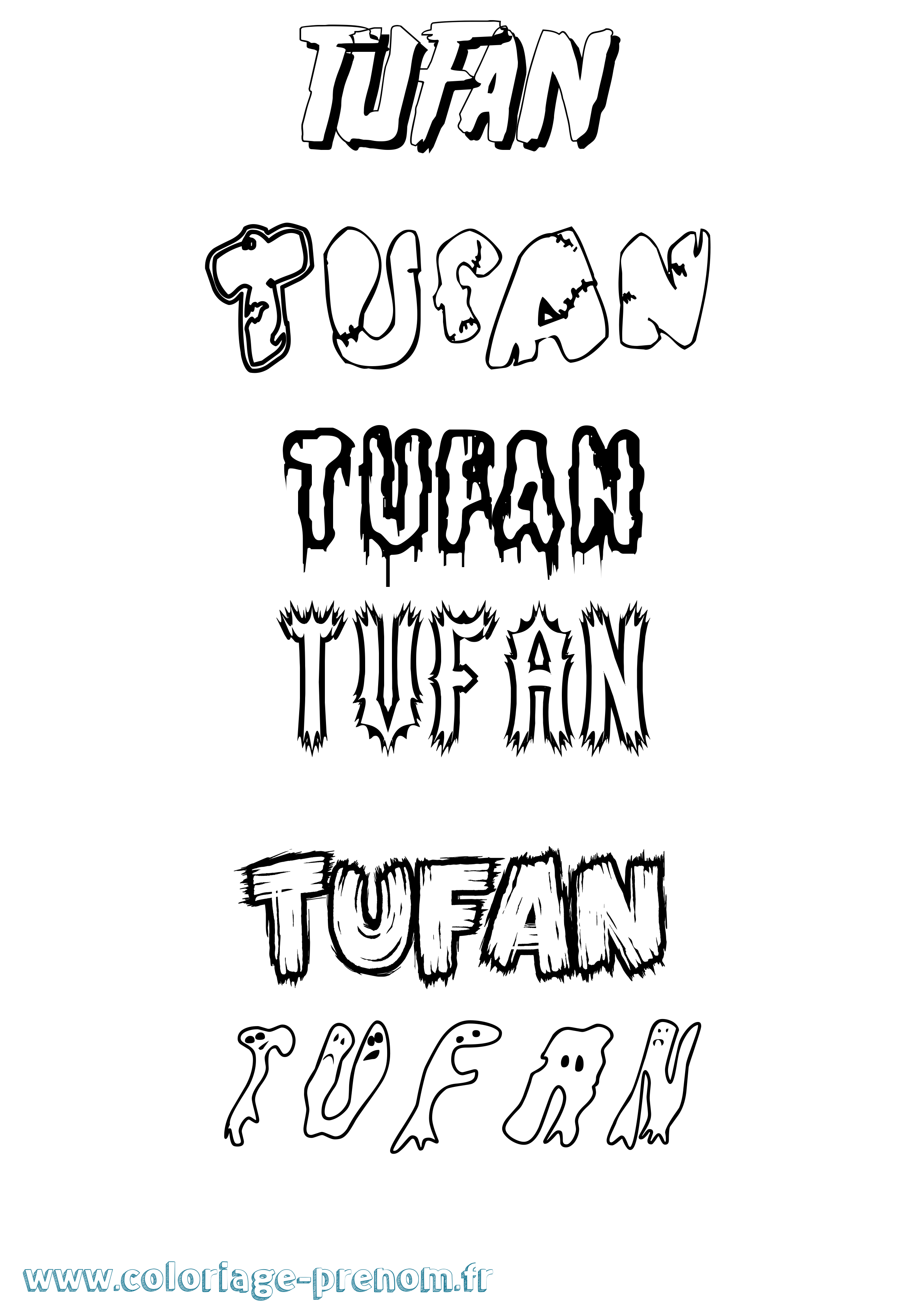 Coloriage Tufan Frisson Coloriage prénom Tufan Frisson