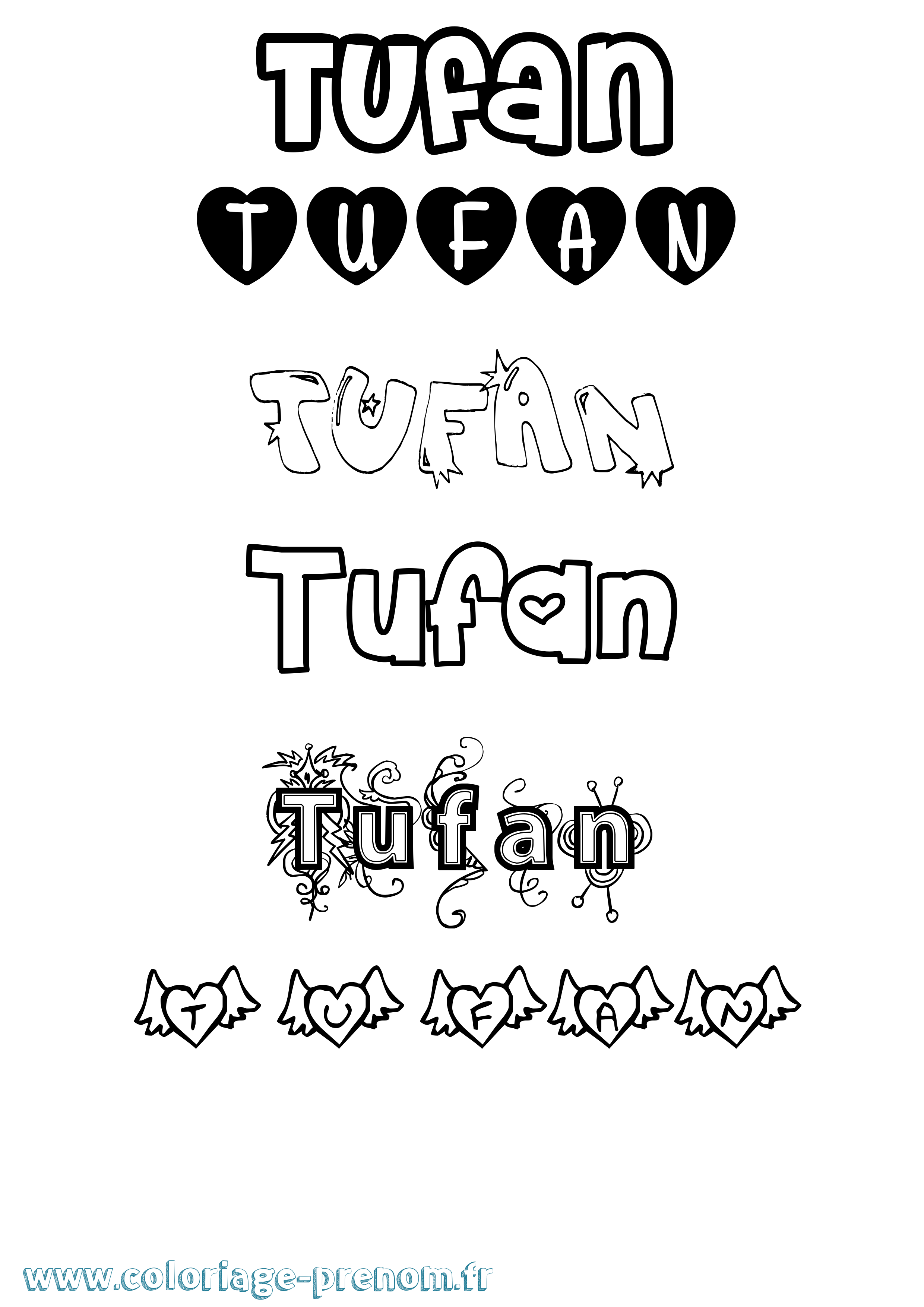 Coloriage Tufan Girly Coloriage prénom Tufan Girly