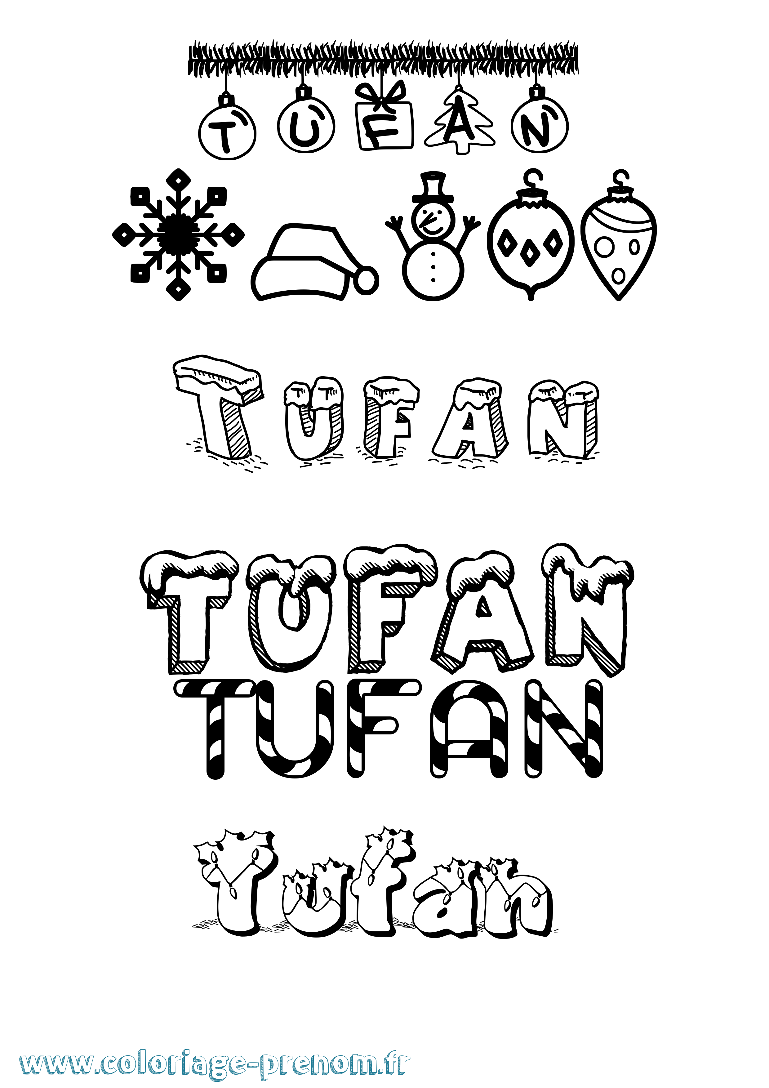 Coloriage Tufan Noël Coloriage prénom Tufan Noël
