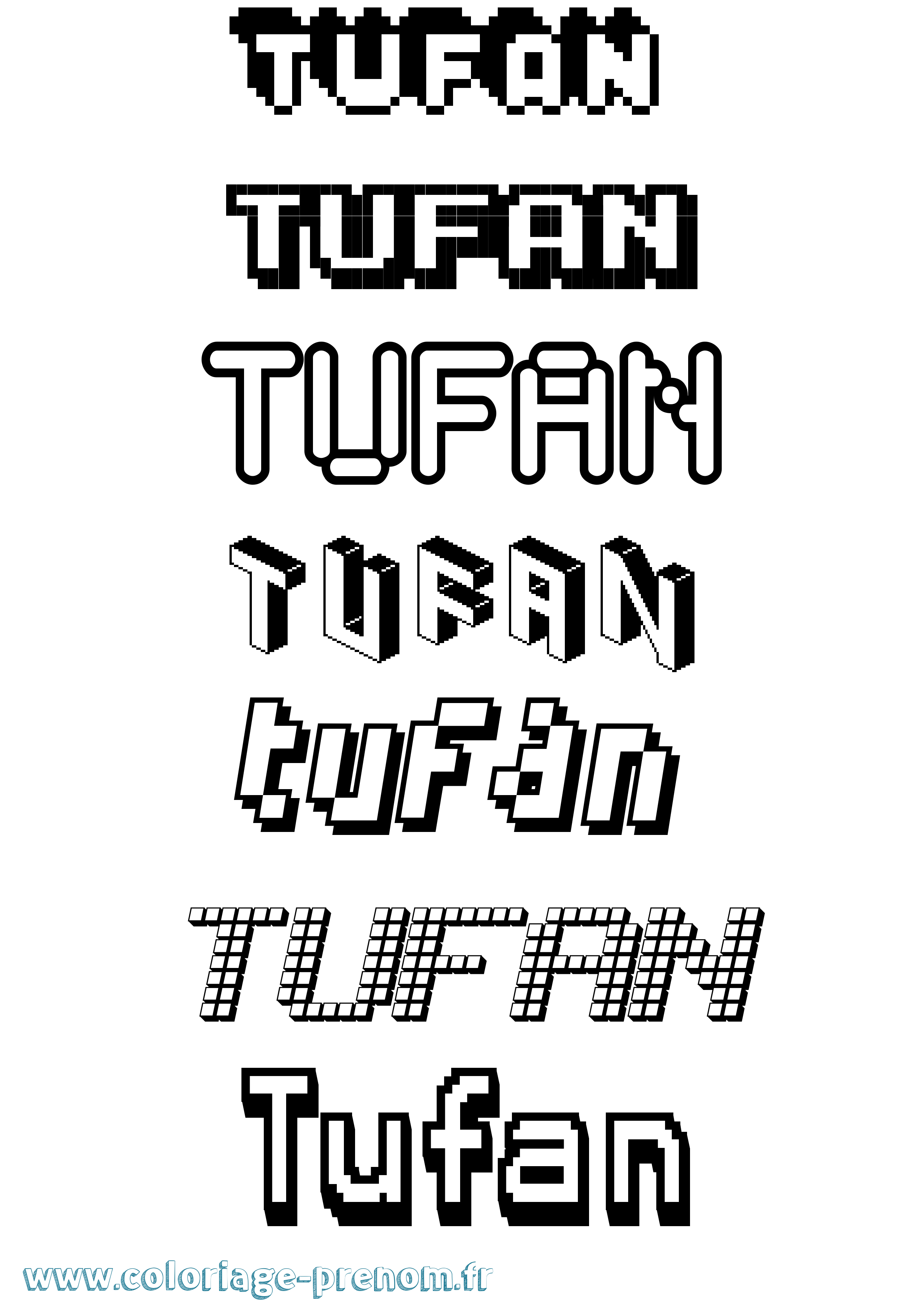 Coloriage Tufan Pixel Coloriage prénom Tufan Pixel
