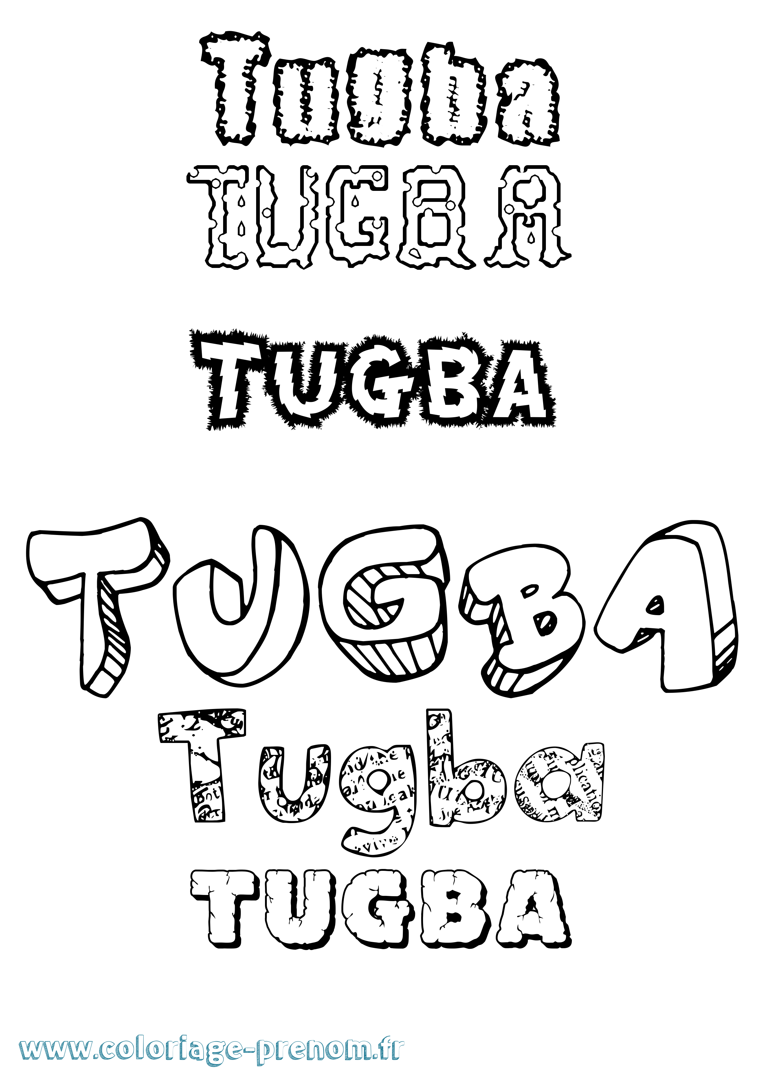 Coloriage Tugba Destructuré Coloriage prénom Tugba Destructuré