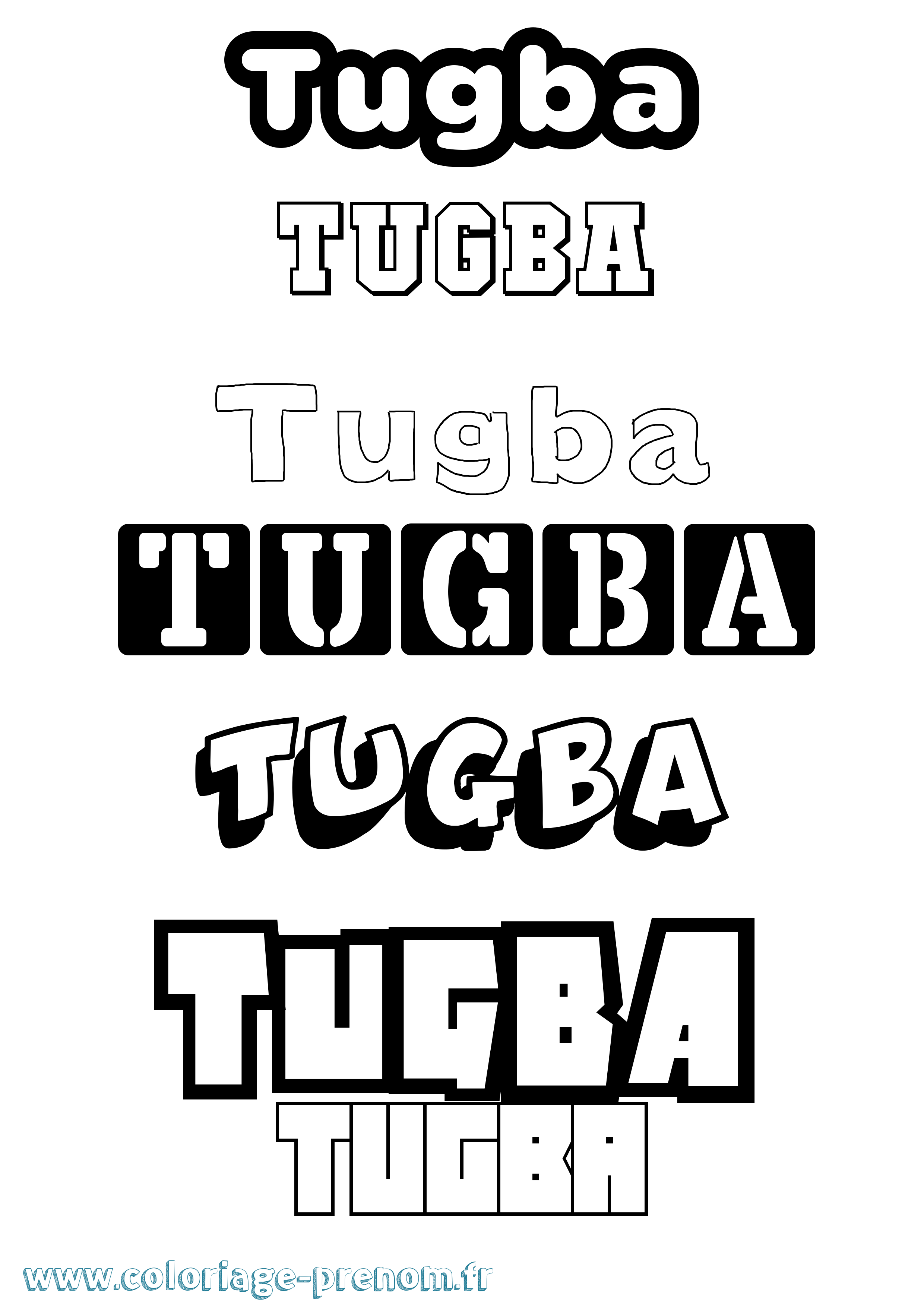 Coloriage Tugba Simple Coloriage prénom Tugba Simple