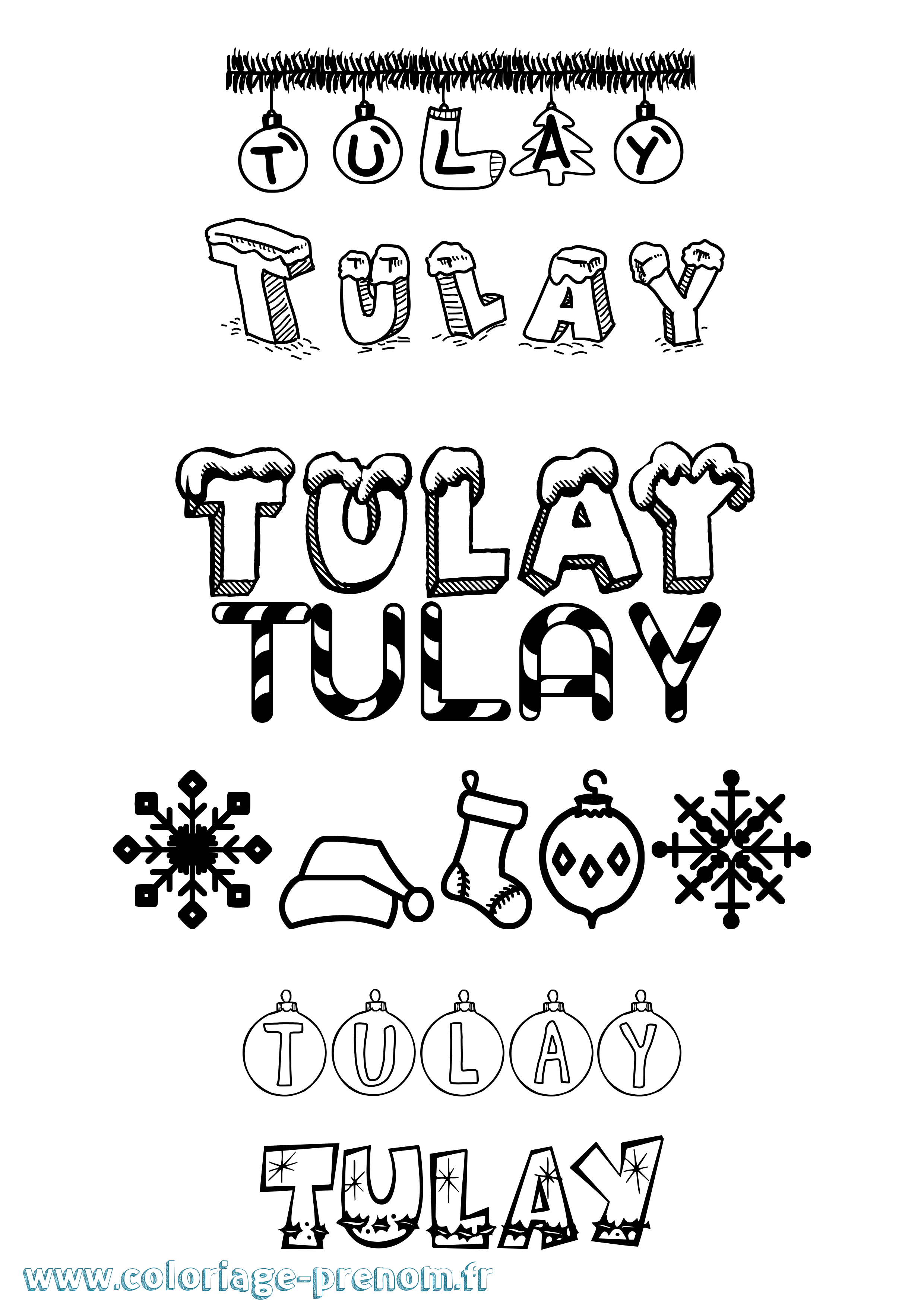 Coloriage Tulay Noël Coloriage prénom Tulay Noël