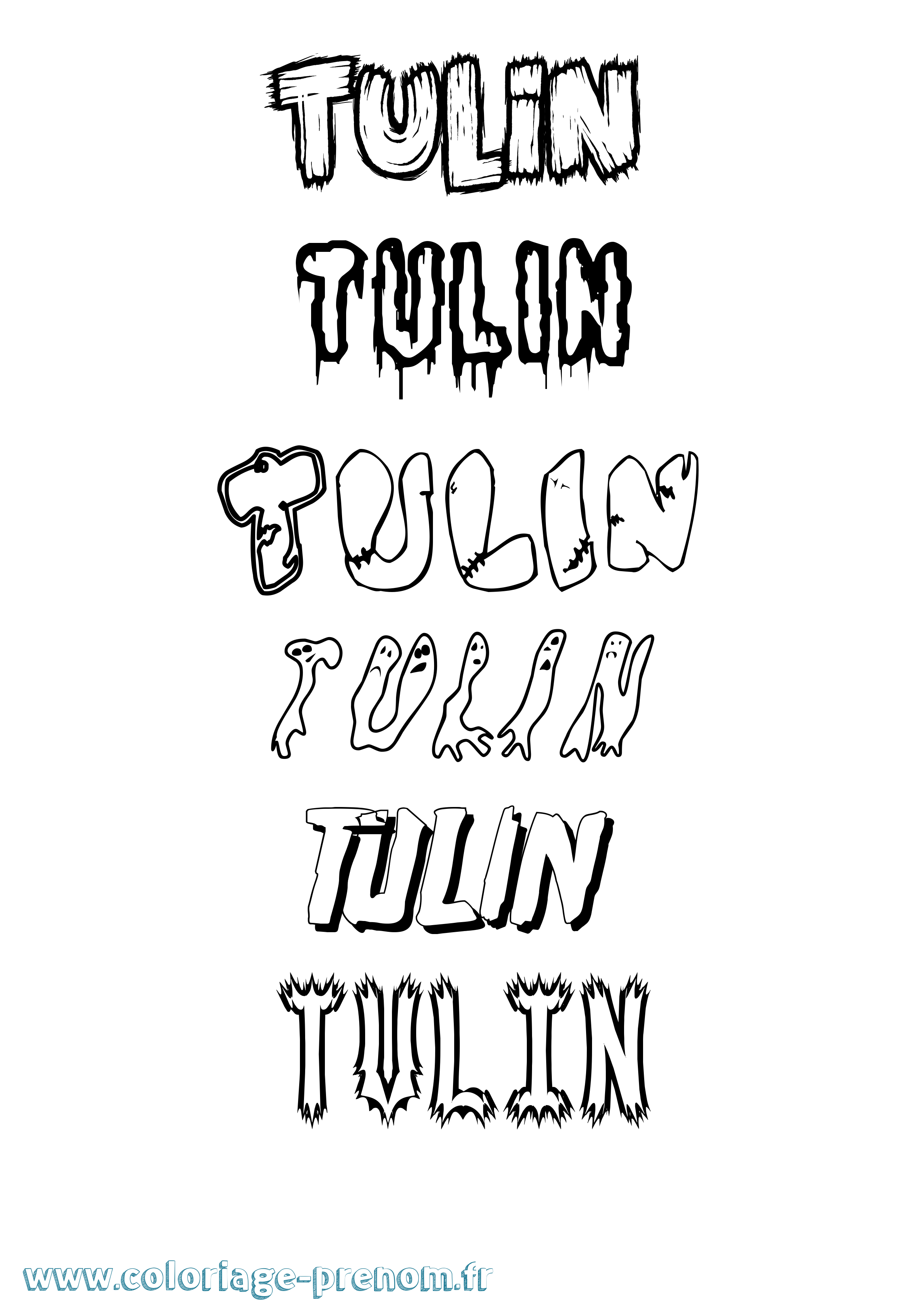 Coloriage Tulin Frisson Coloriage prénom Tulin Frisson
