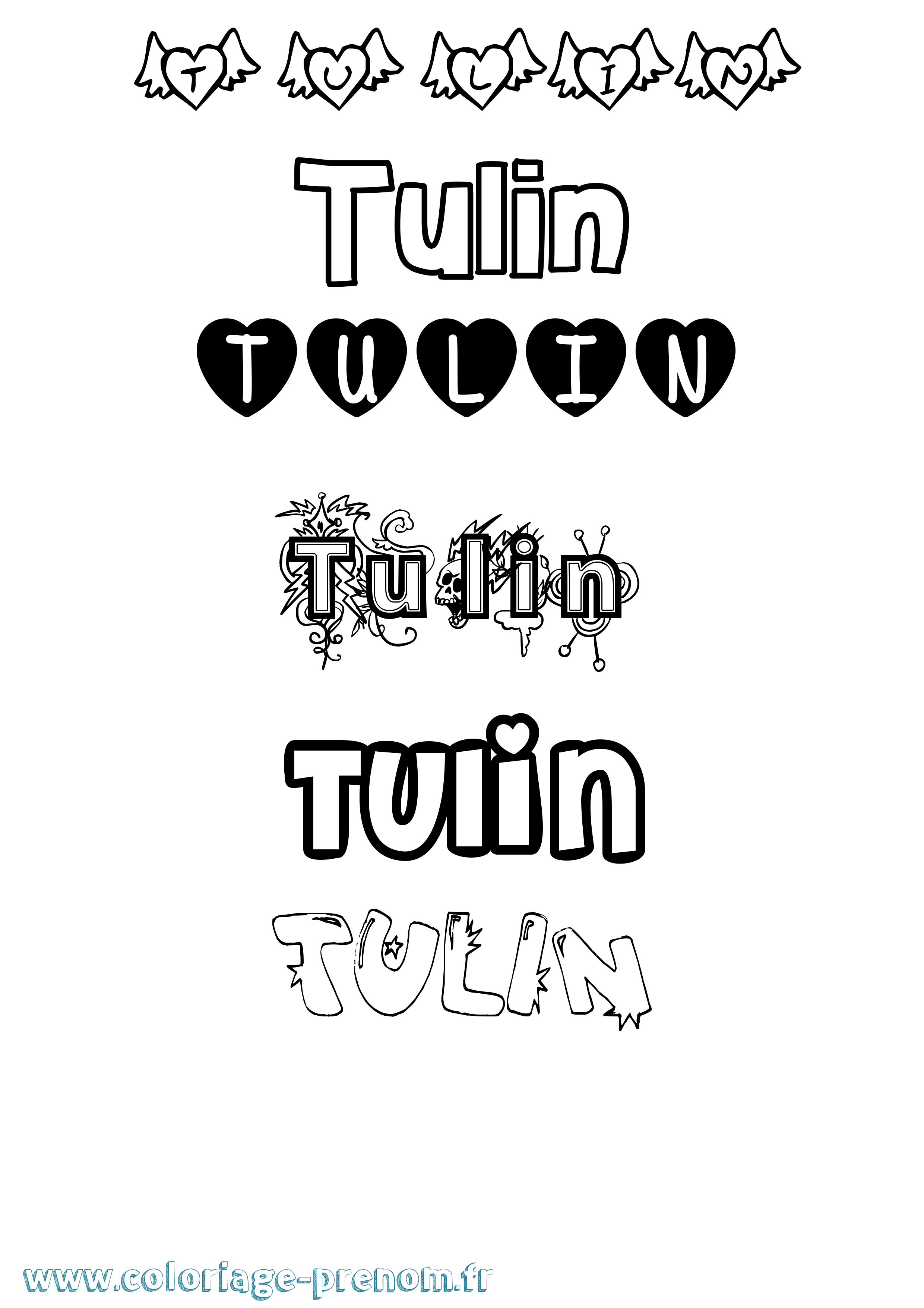 Coloriage Tulin Girly Coloriage prénom Tulin Girly