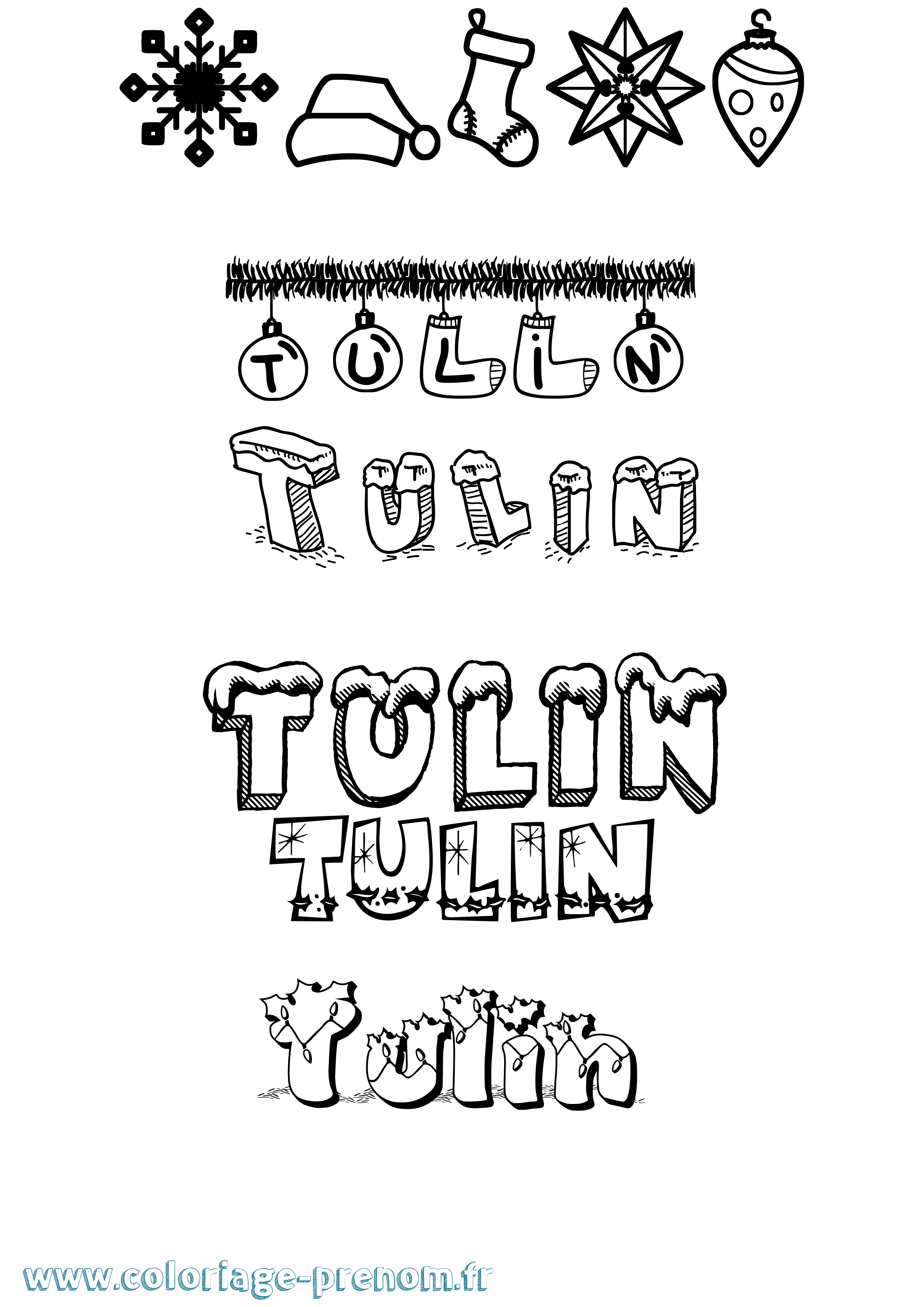 Coloriage Tulin Noël Coloriage prénom Tulin Noël