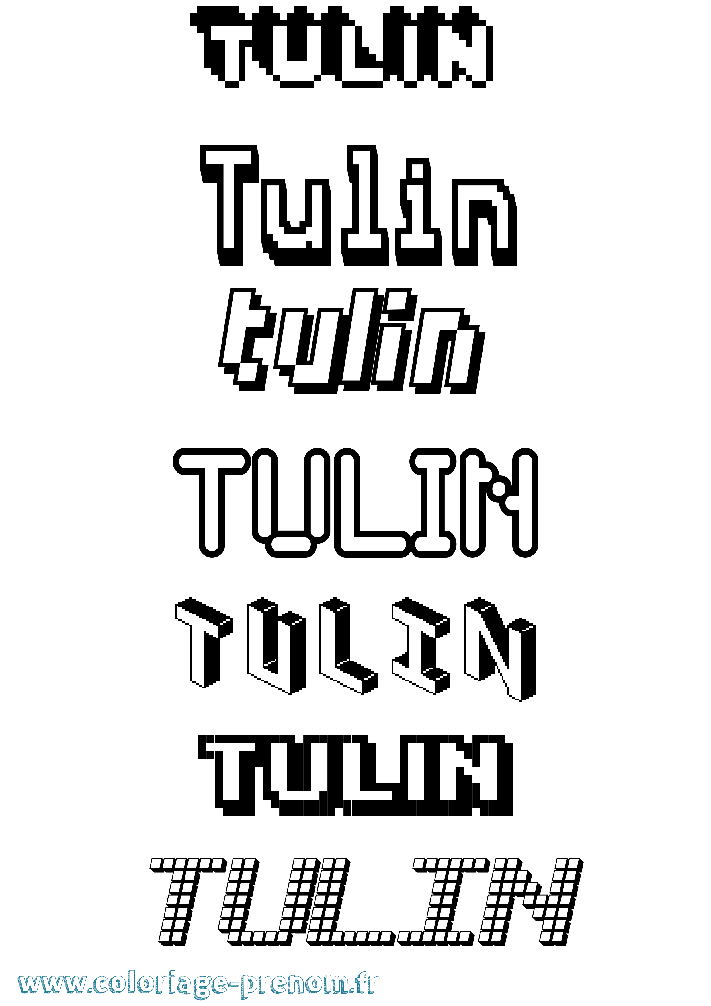 Coloriage Tulin Pixel Coloriage prénom Tulin Pixel