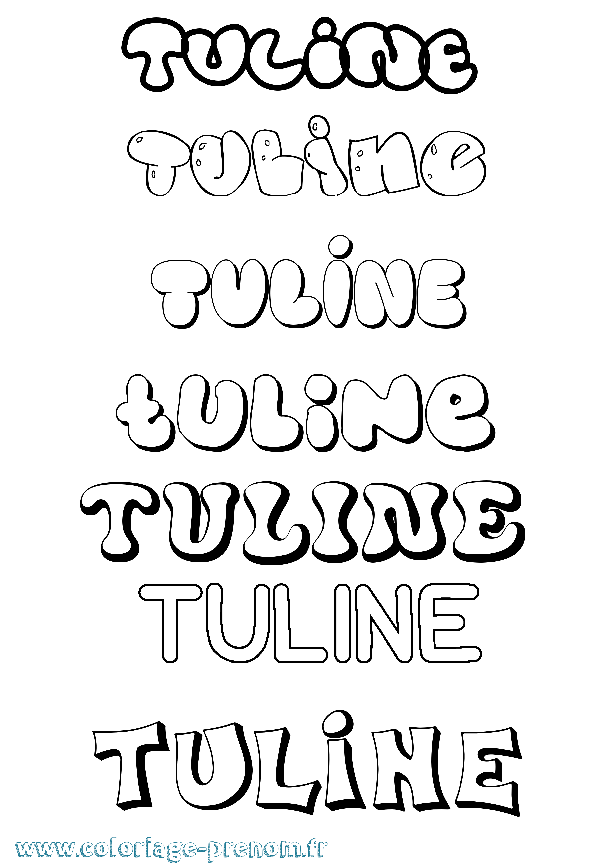 Coloriage Tuline Bubble Coloriage prénom Tuline Bubble