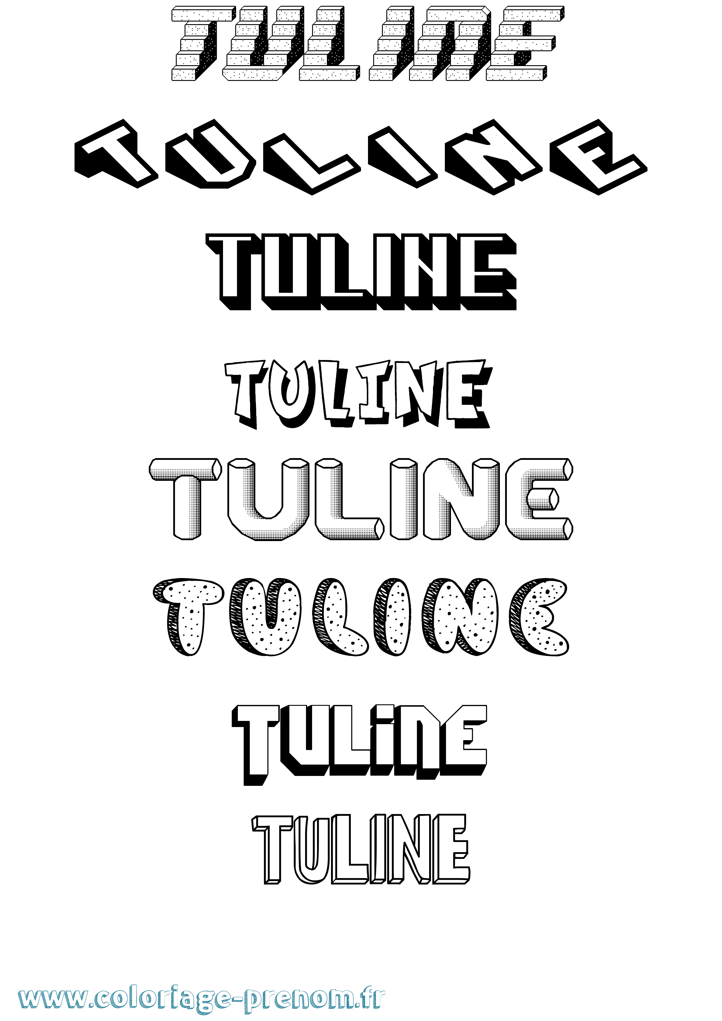 Coloriage Tuline Effet 3D Coloriage prénom Tuline Effet 3D