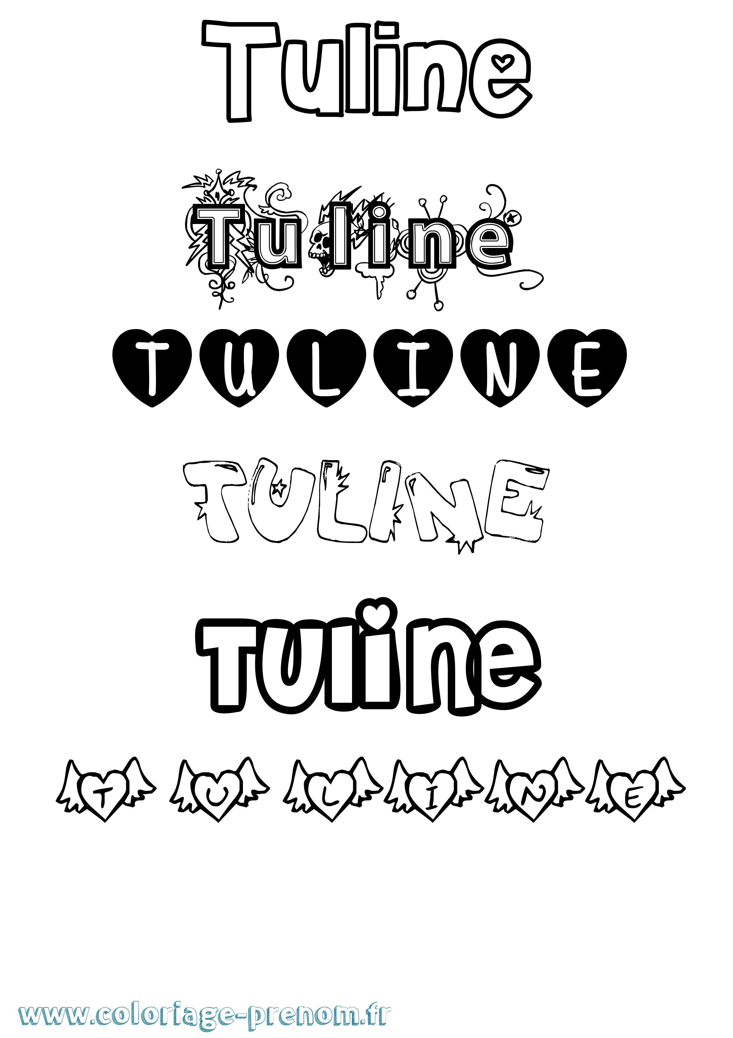 Coloriage Tuline Girly Coloriage prénom Tuline Girly
