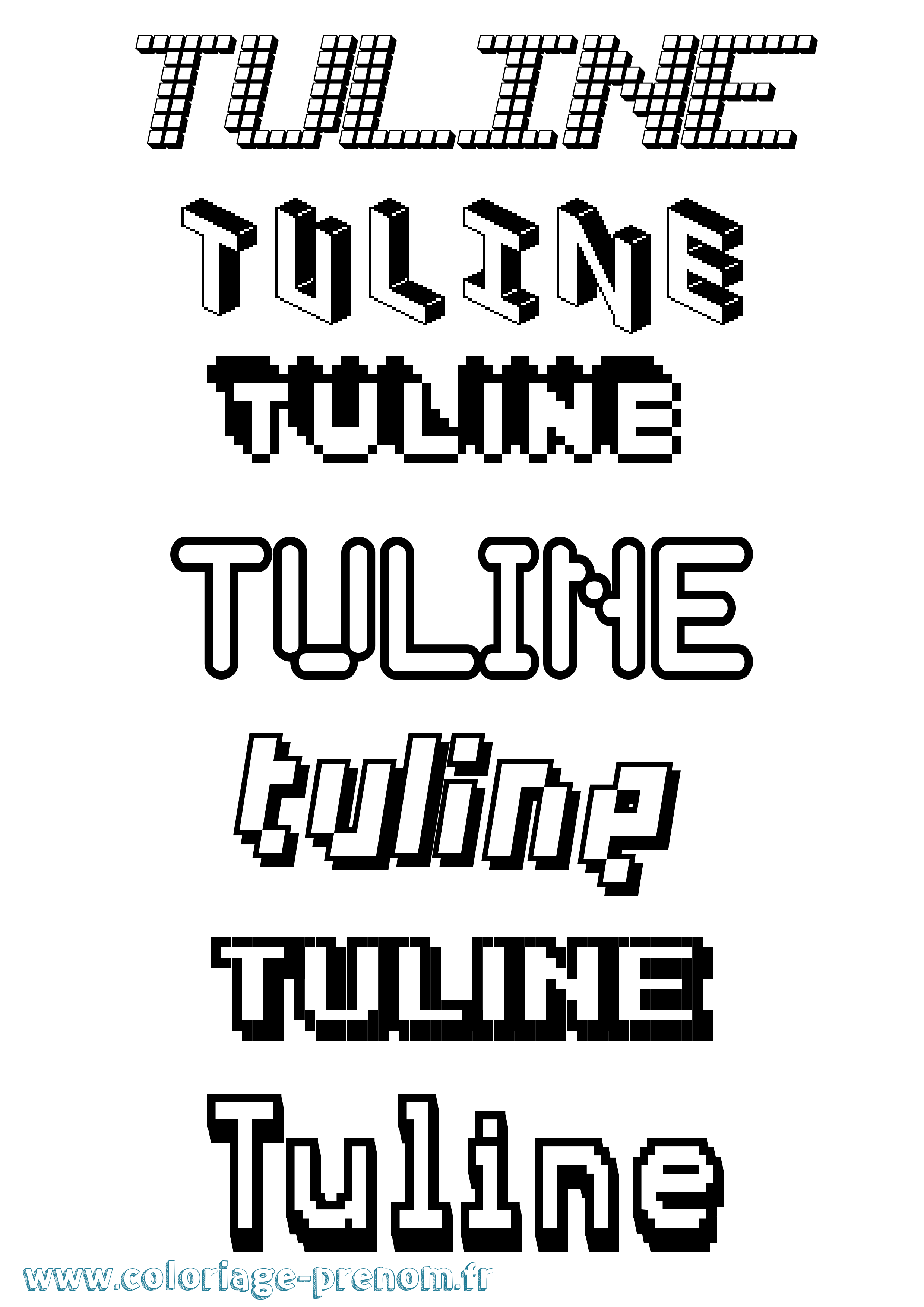 Coloriage Tuline Pixel Coloriage prénom Tuline Pixel
