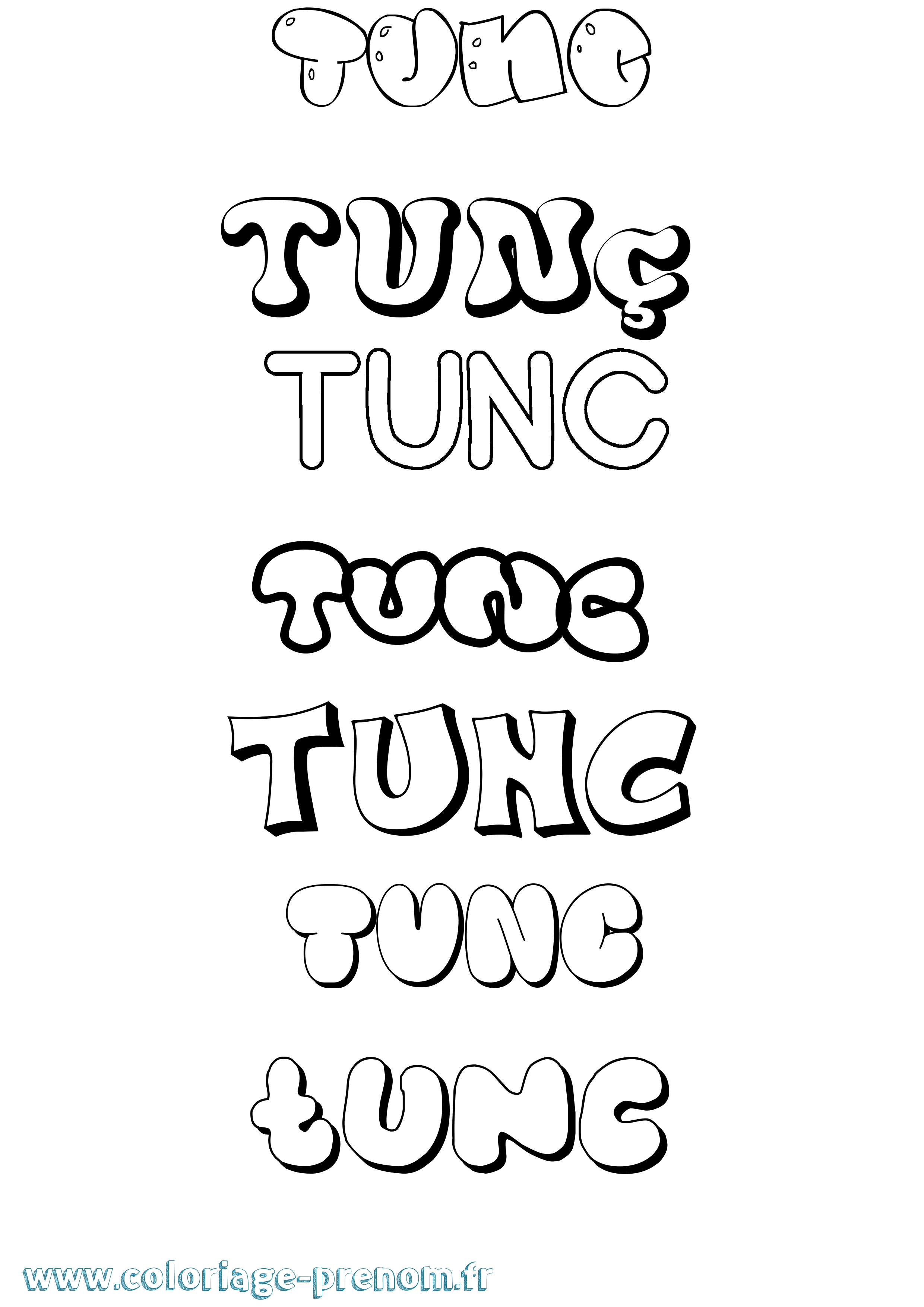 Coloriage Tunç Bubble Coloriage prénom Tunç Bubble