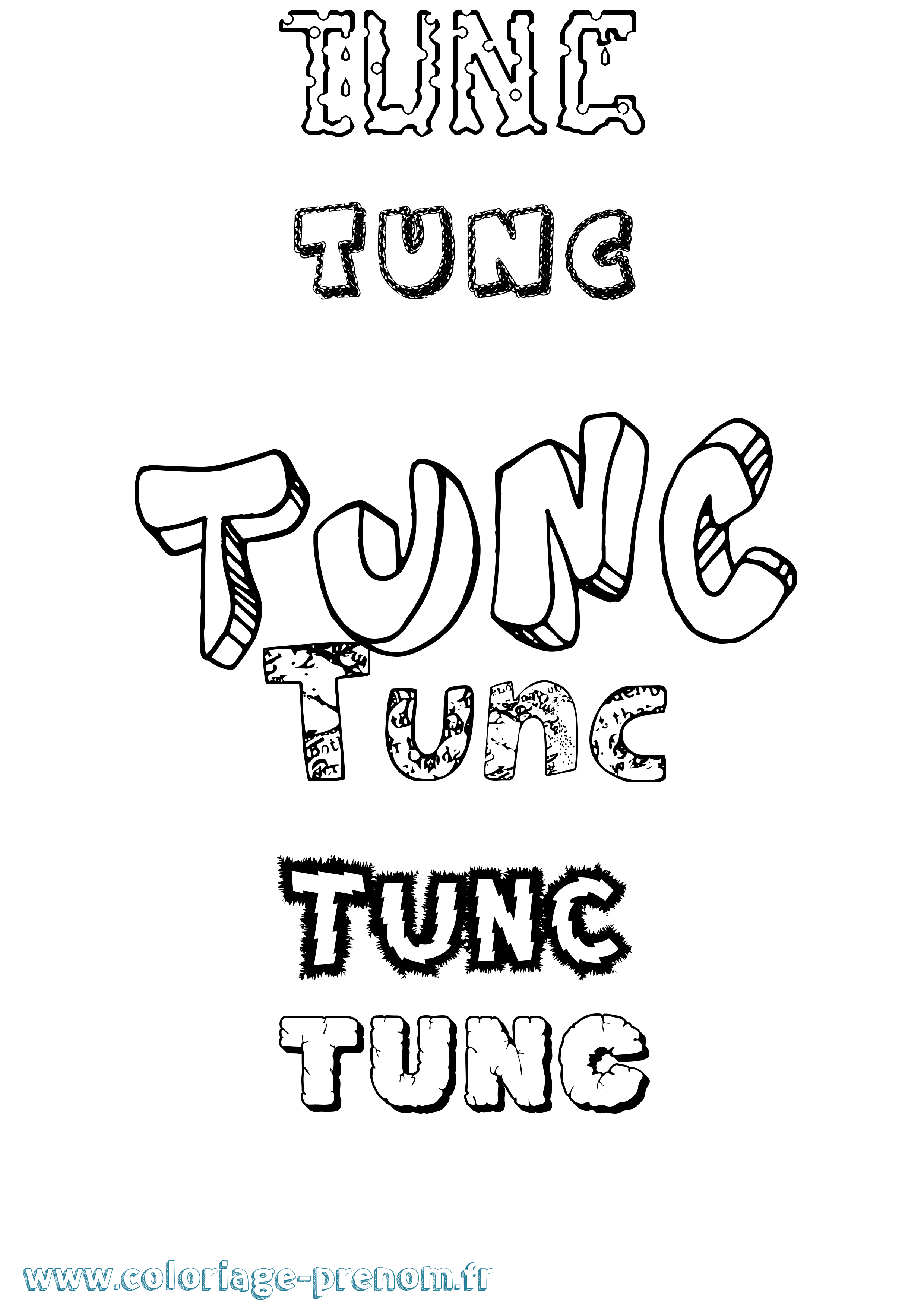 Coloriage Tunç Destructuré Coloriage prénom Tunç Destructuré