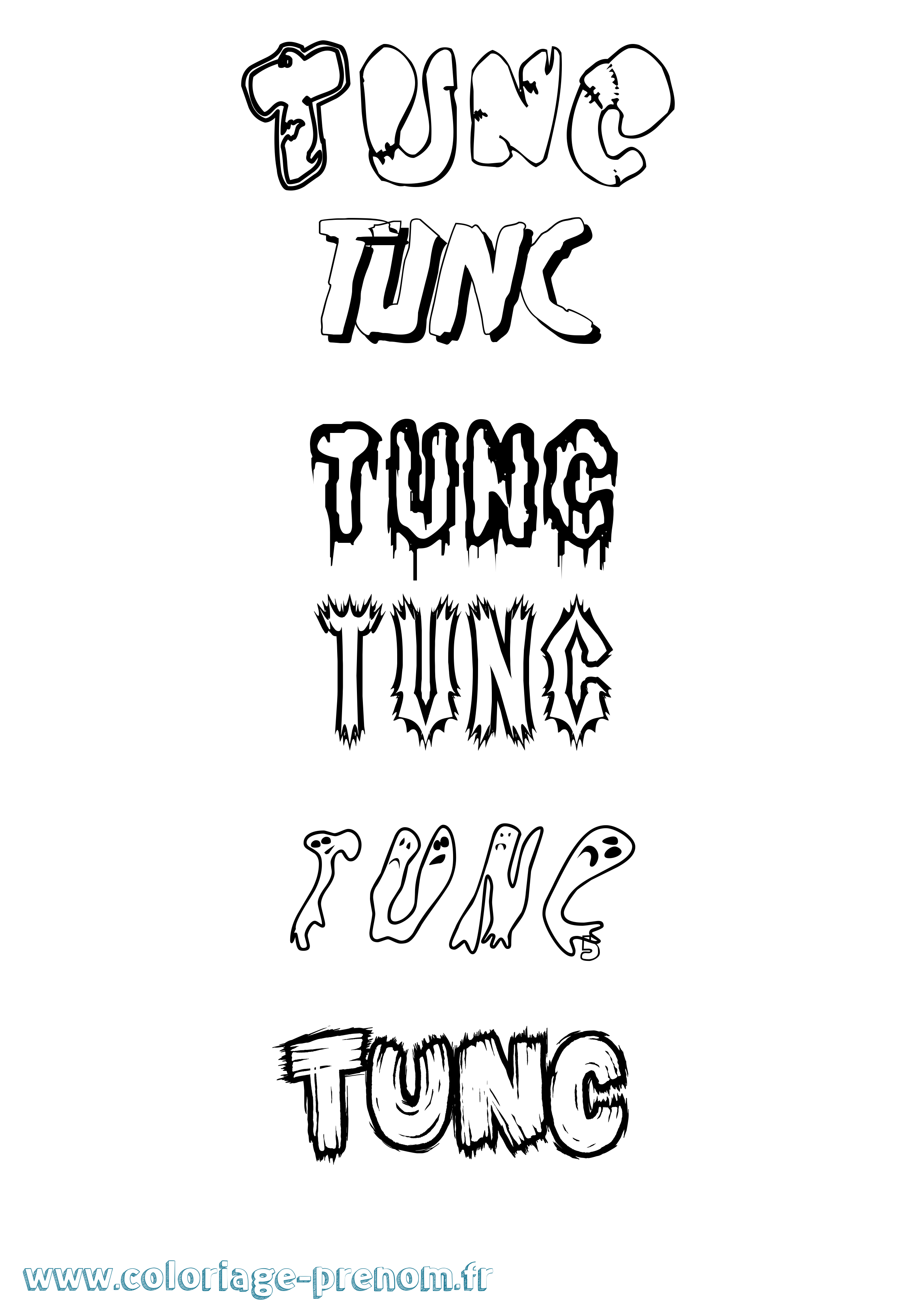 Coloriage Tunç Frisson Coloriage prénom Tunç Frisson